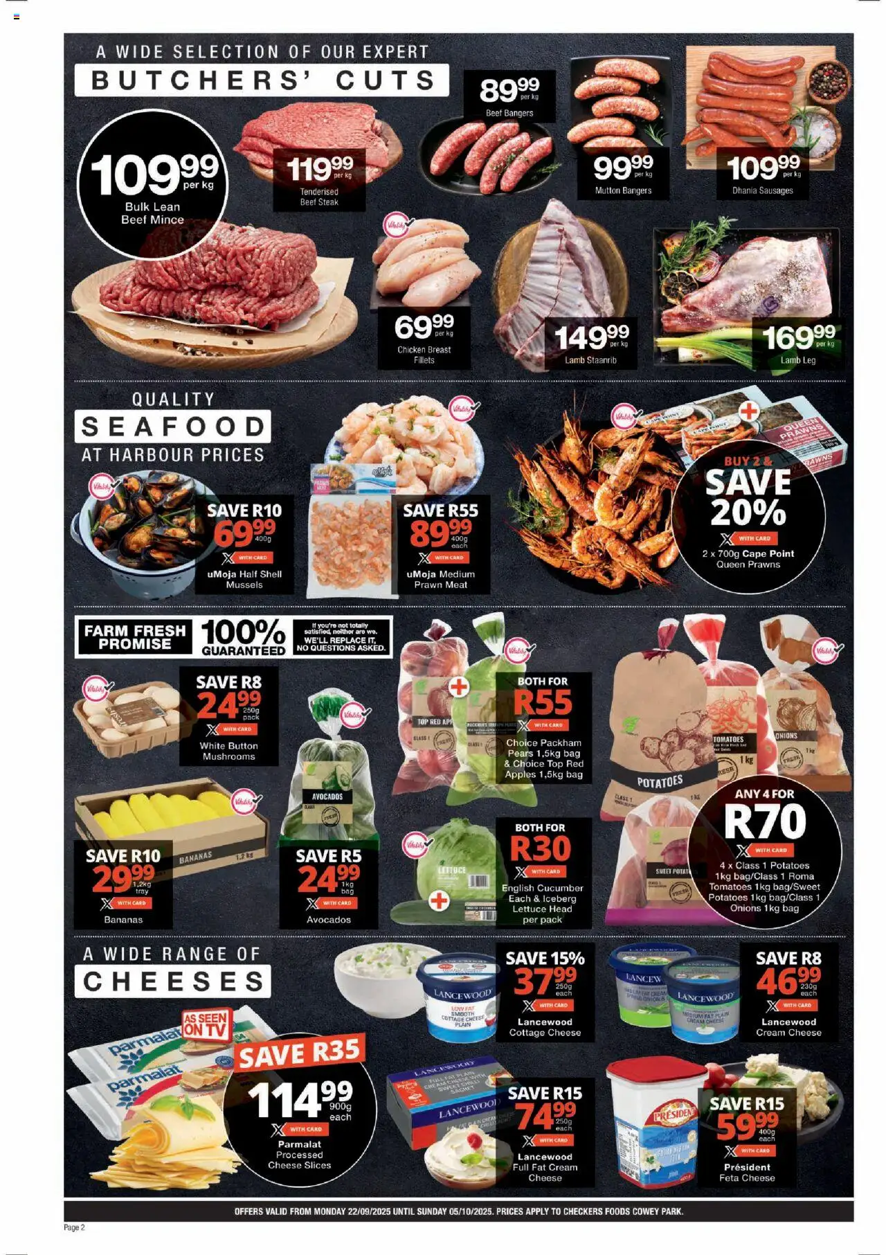 New Checkers catalogue – valid from 22.09.2025 | Page: 2 | Products: Steak, Bananas, Onions, Chilli