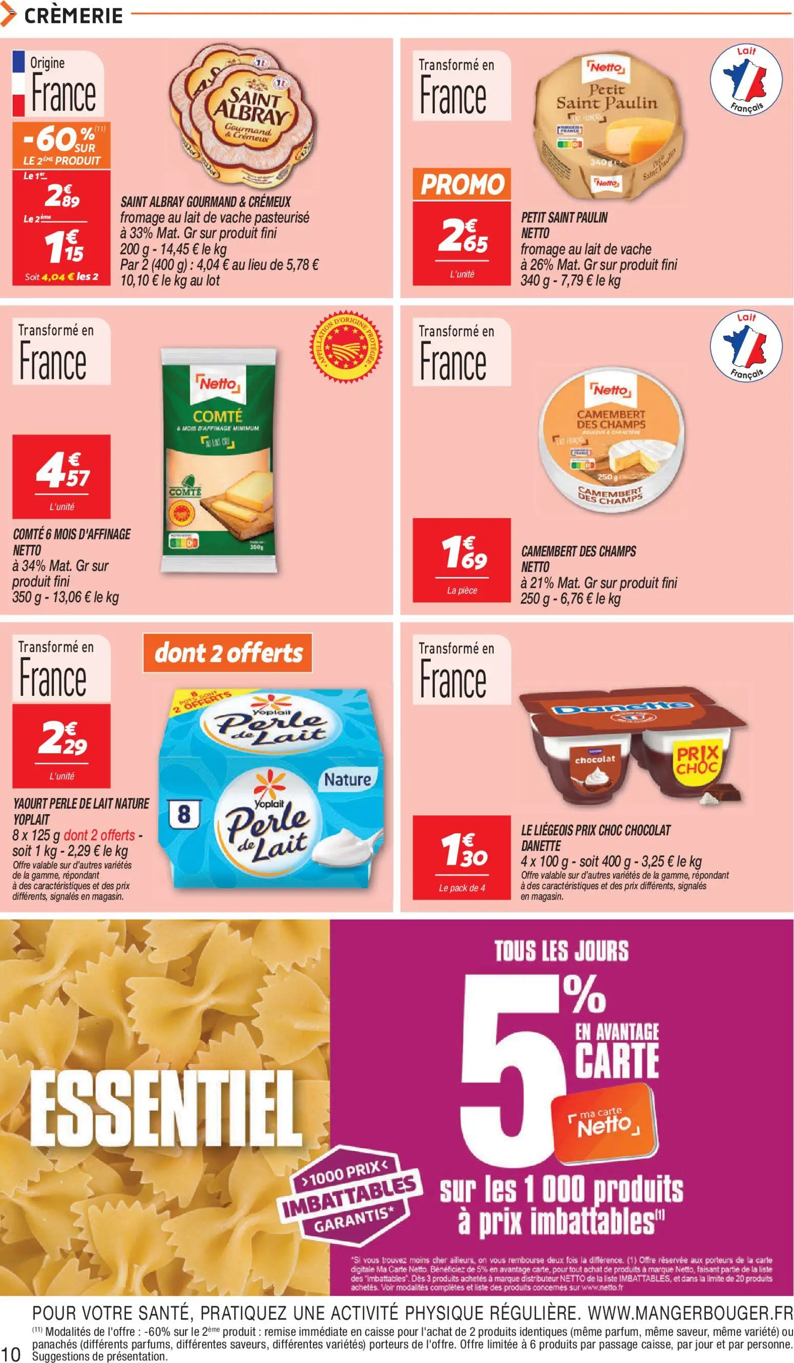 {H1} | Page: 10 | Produits: Lait, Fromage, Yaourt, Chocolat