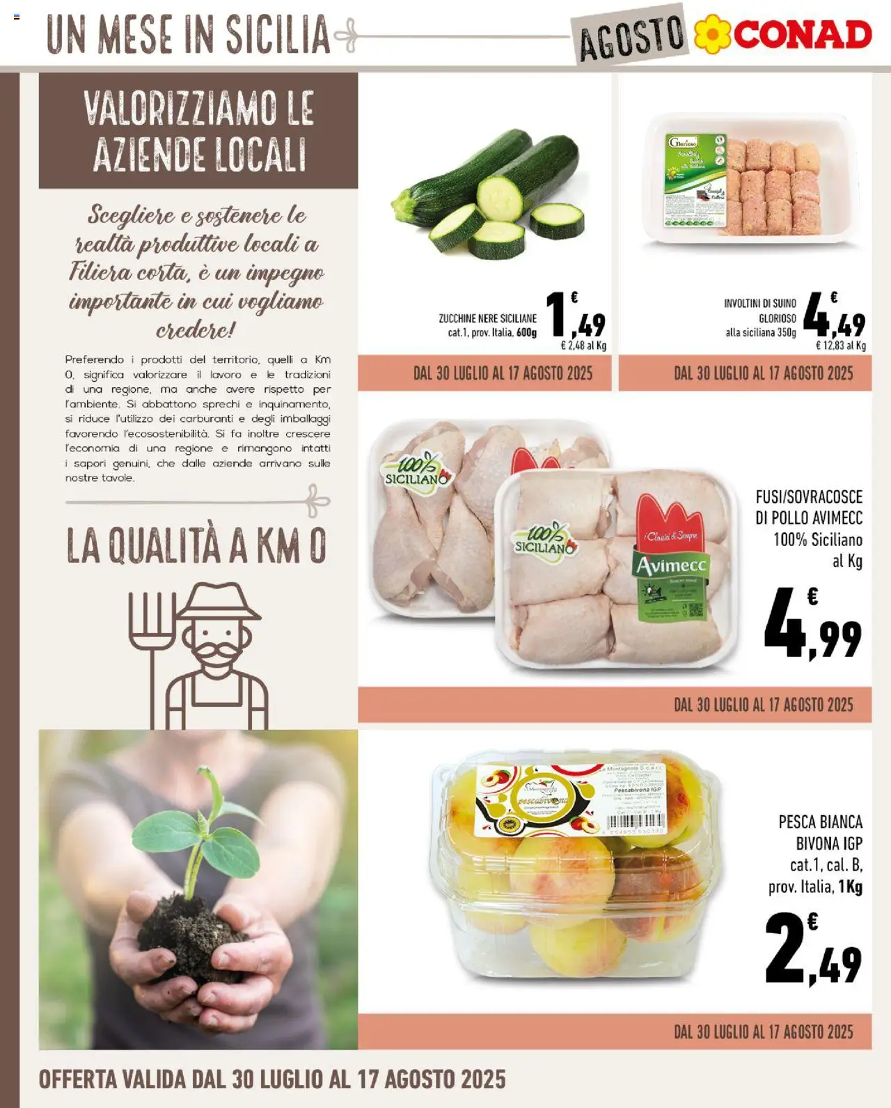 Volantino Conad del 30.07.2025 | Pagina: 6 | Prodotti: Pollo, Suino, Pesca, Zucchine