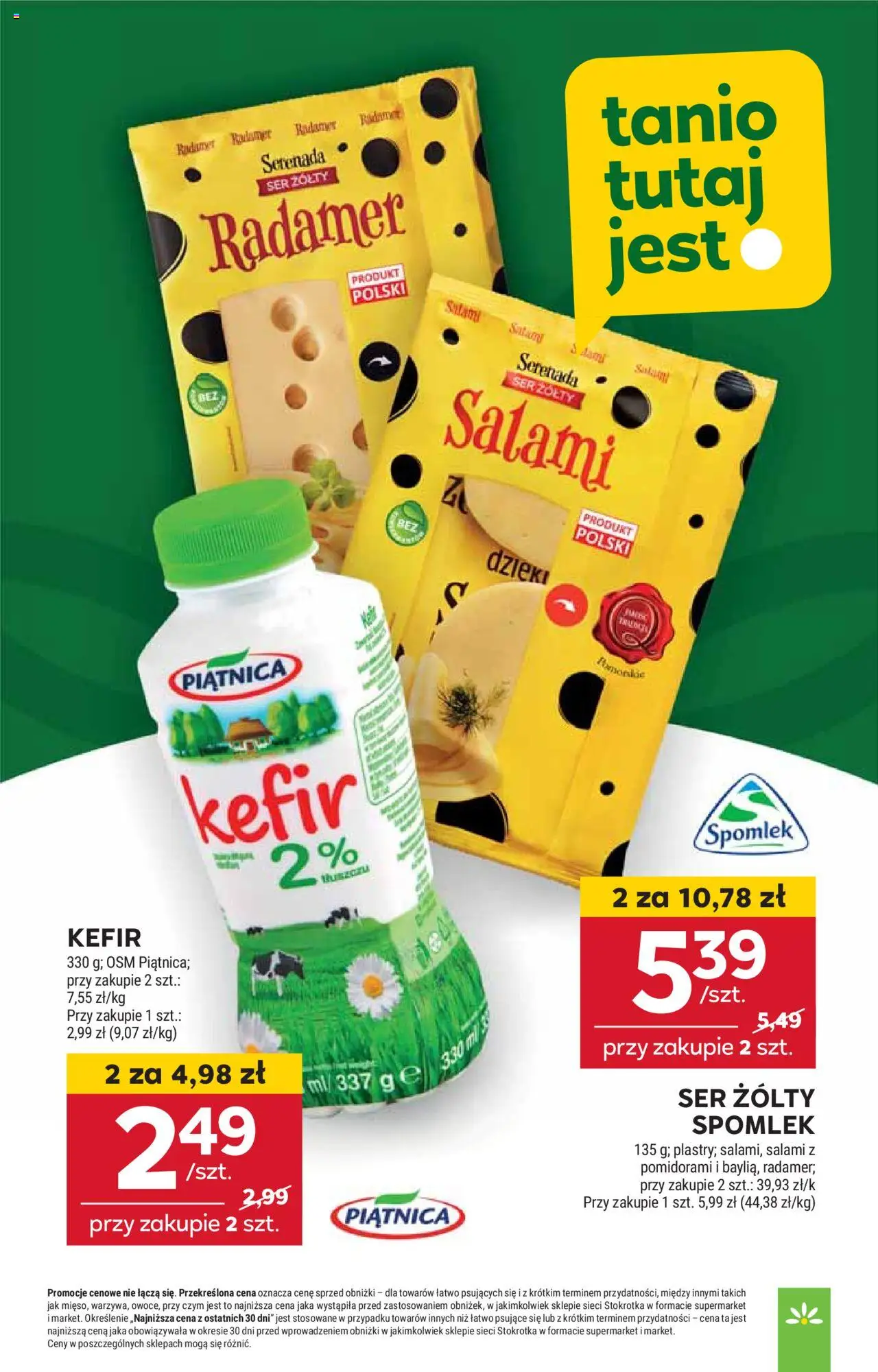 Stokrotka Gazetka od 29.05.2025 | Strona: 9 | Produkty: Ser żółty, Kefir, Stokrotka, Salami