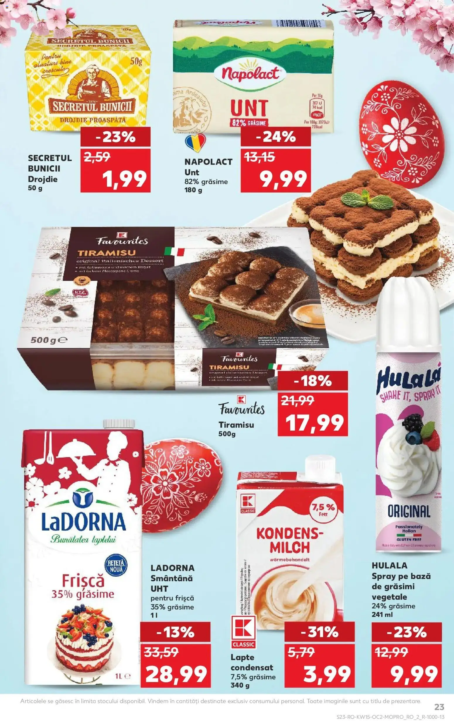 Noul catalog Kaufland – valabil de la 08.04.2026 | Pagină: 23 | Produse: Lapte, Tiramisu, Frișcă, Mascarpone