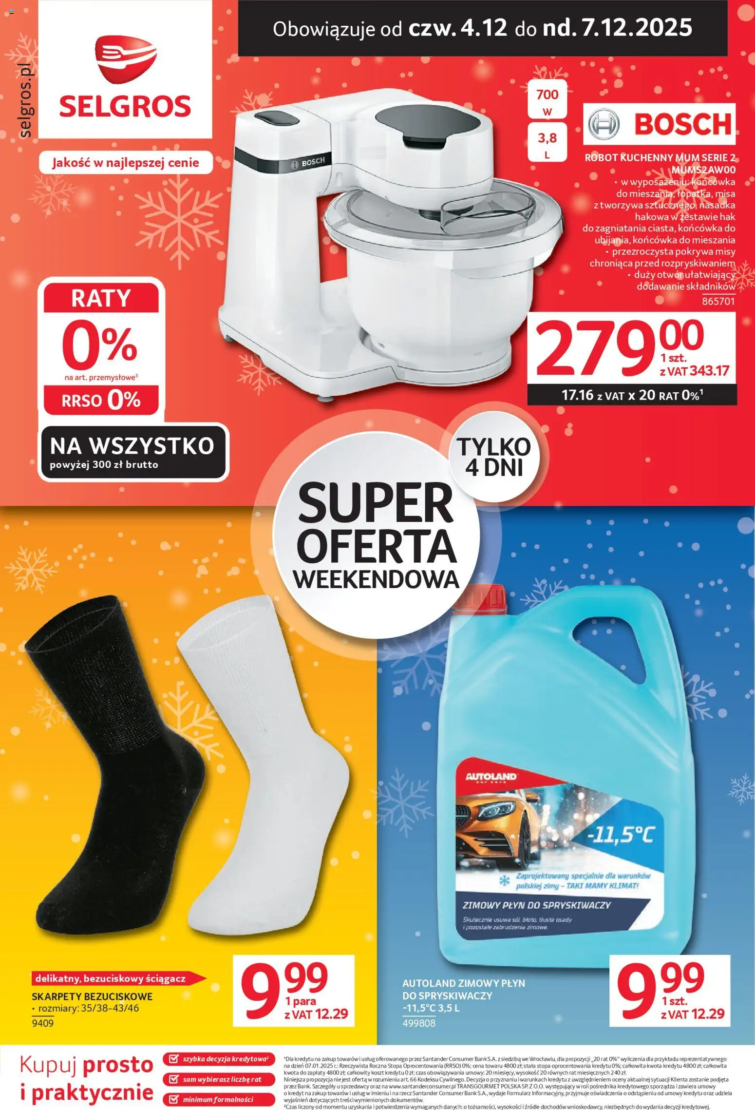 Selgros cash&carry Gazetka - Oferta weekendowa od 04.12.2025 | Strona: 1 | Produkty: Skarpety, Robot kuchenny, Robot, Płyn do spryskiwaczy