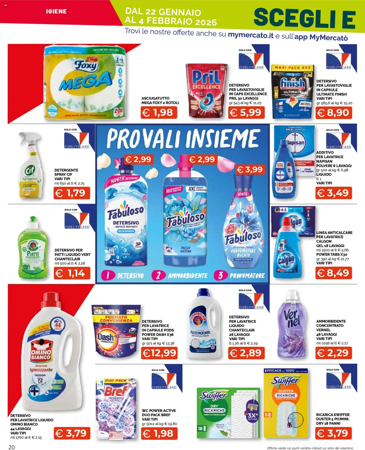 Volantino Mercatò del 22.01.2026 | Pagina: 20 | Prodotti: Ammorbidente, Anticalcare, Lavatrice, WC