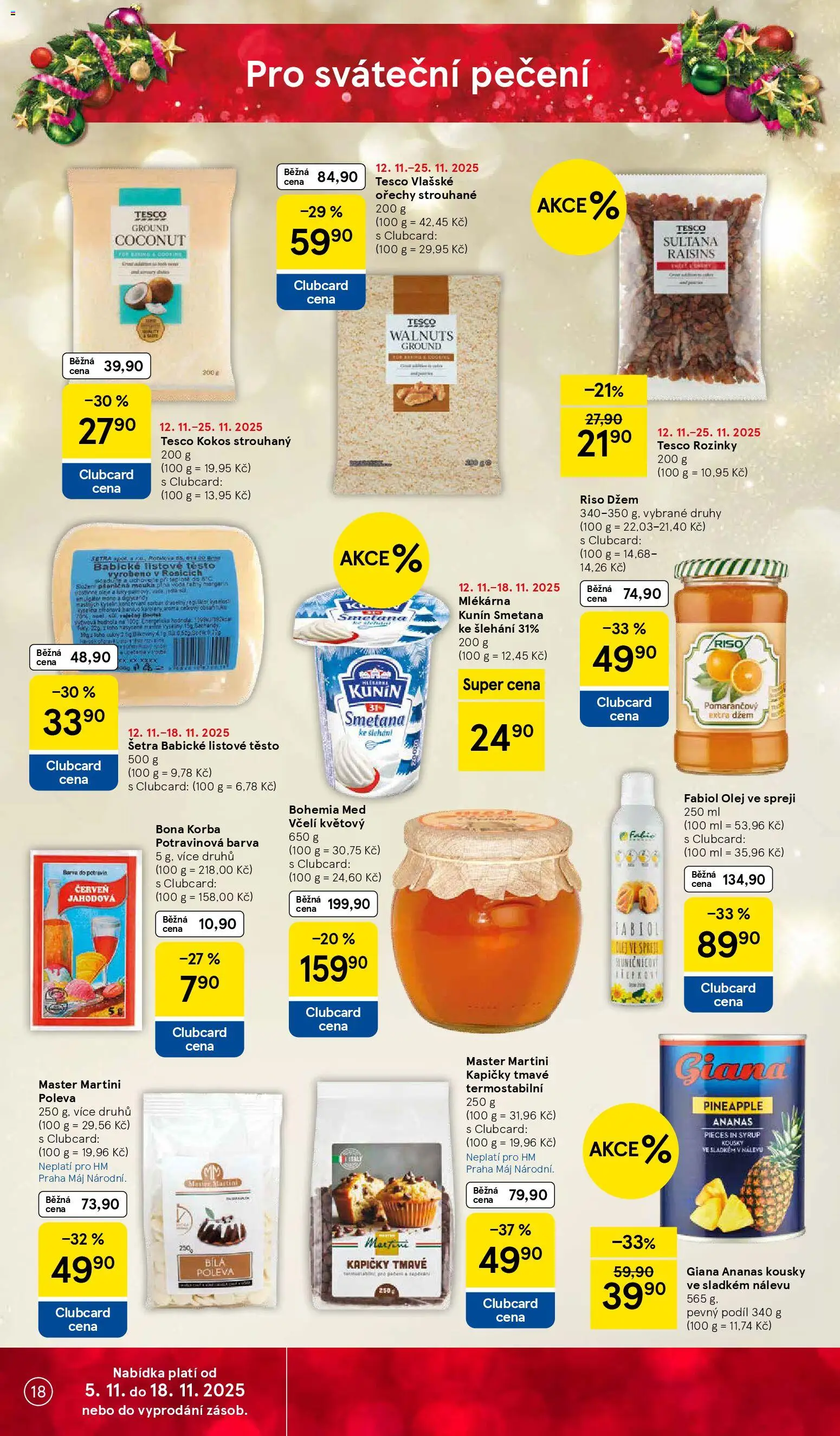 Tesco leták - Hypermarket od 12.11.2025 | Strana: 18 | Produkty: Rozinky, Martini, Listové těsto, Kokos