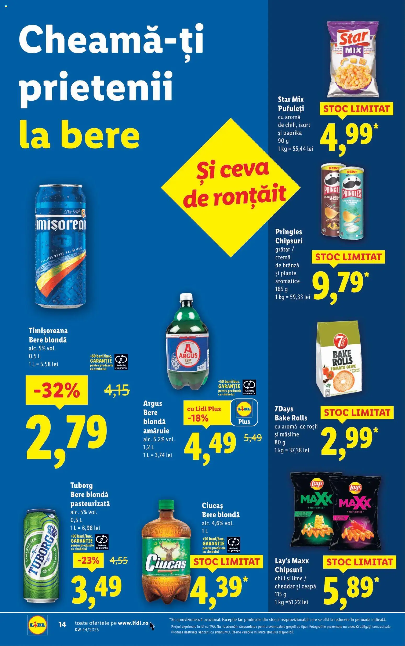 Noul catalog Lidl – valabil de la 27.10.2025 | Pagină: 14 | Produse: Lime, Bere, Chipsuri, Demirhindi