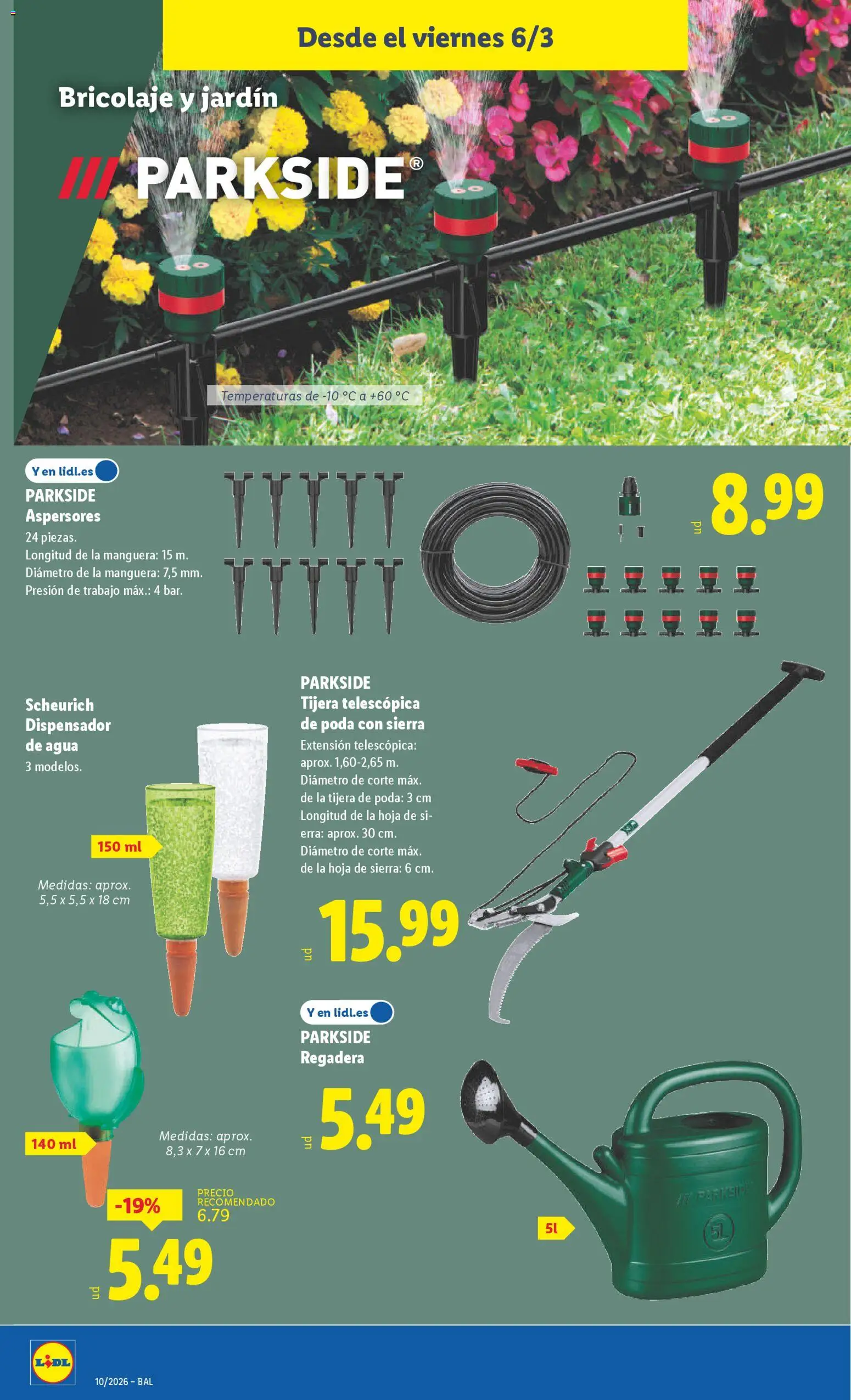 Lidl folleto de bazar │ válido desde el 02.03.2026 | Página: 24 | Productos: Tijera de poda, Manguera, Dispensador, Regadera