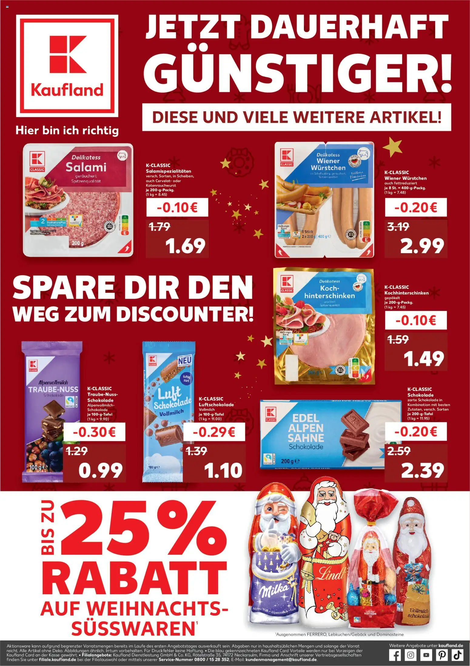 Kaufland prospekt Rostock	 – gültig ab 18.12.2025 | Seite: 1 | Produkte: Wiener wurstchen, Salami, Lindt, Sahne