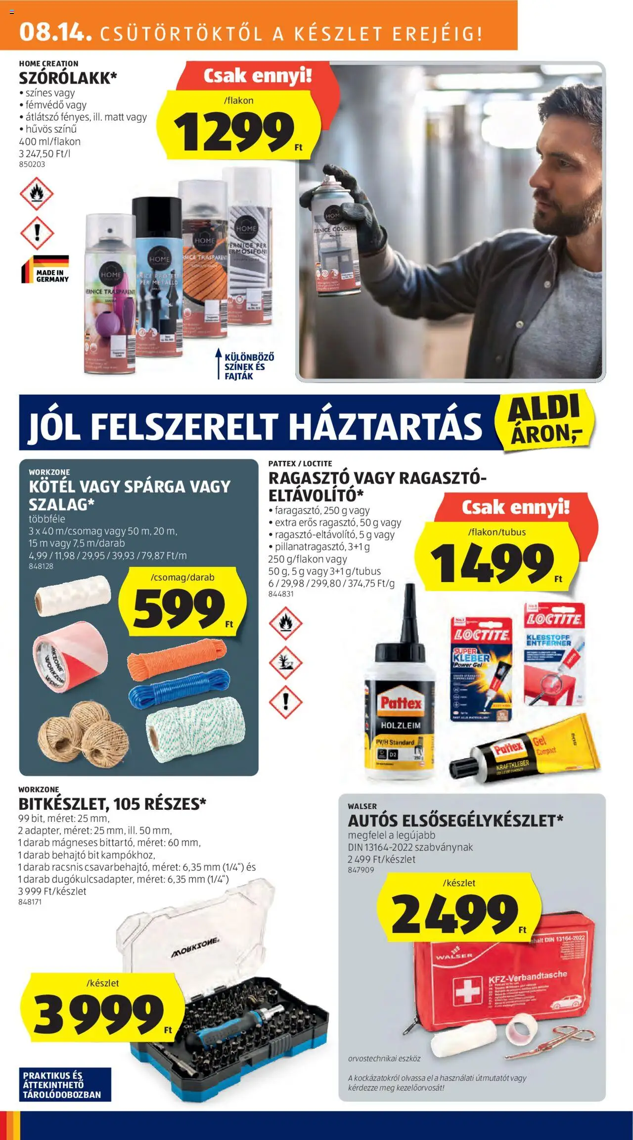 Aldi akciós ujság - amely érvényes a következő dátumtól: 14.08.2025 | Oldal: 24 | Termékek: Kötél, Ragasztó