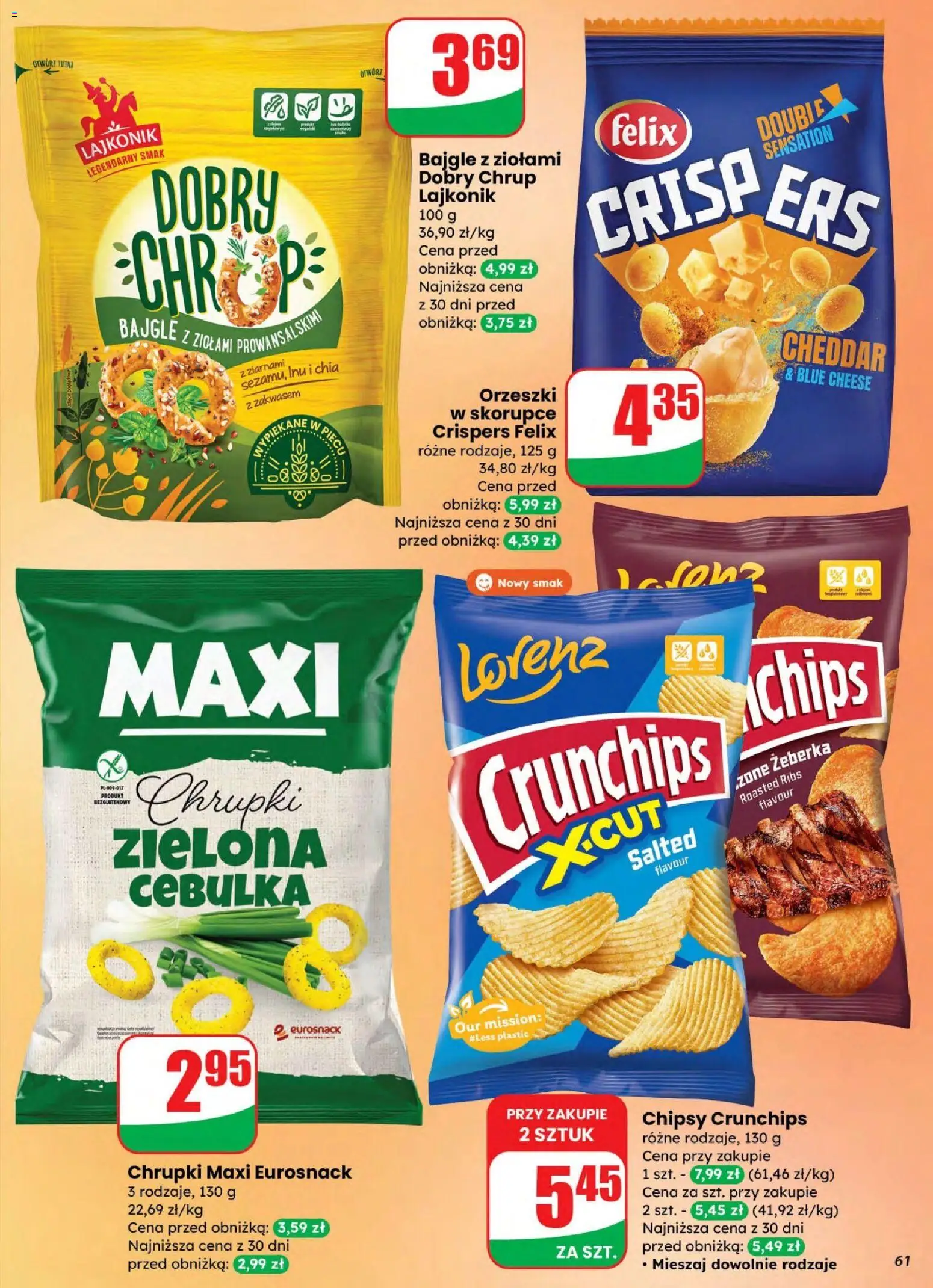 Dino gazetka od 04.03.2026 | Strona: 61 | Produkty: Orzeszki w skorupce, Chipsy, Chrupki, Cheddar