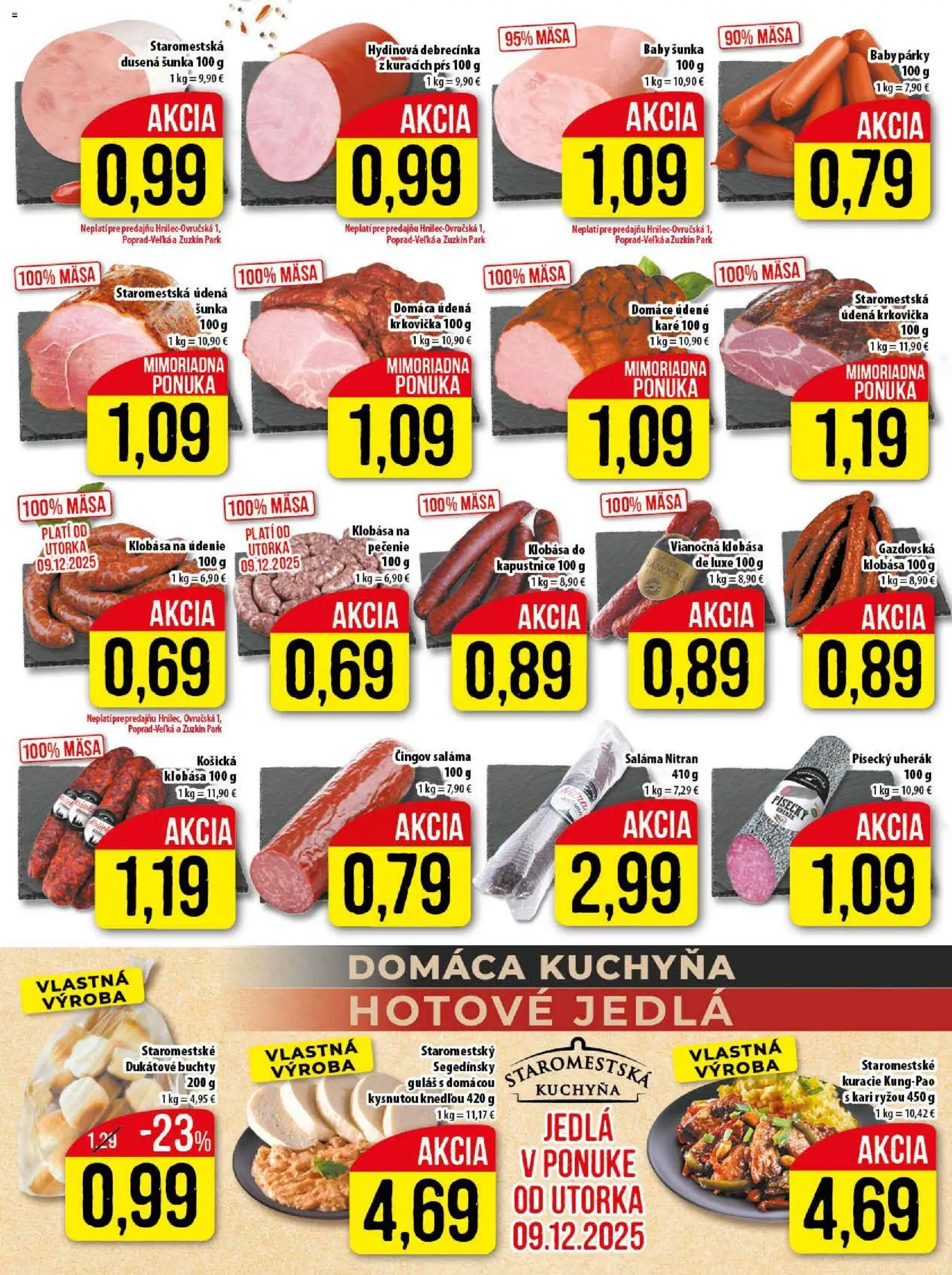 Nové Klas akcie – leták je platný od 08.12.2025 | Strana: 5 | Produkty: Kuchyňa, Krkovička, Párky