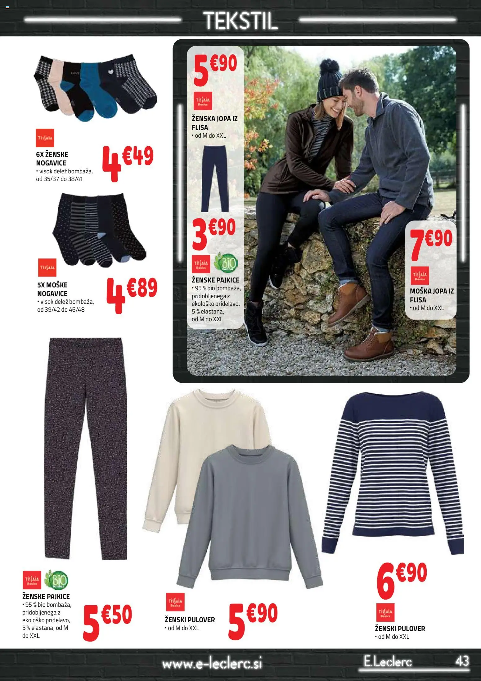 Novi E.leclerc katalog ponudbe – veljaven od 21.01.2026 | Stran: 43 | Izdelki: Pajkice, Pulover, Nogavice