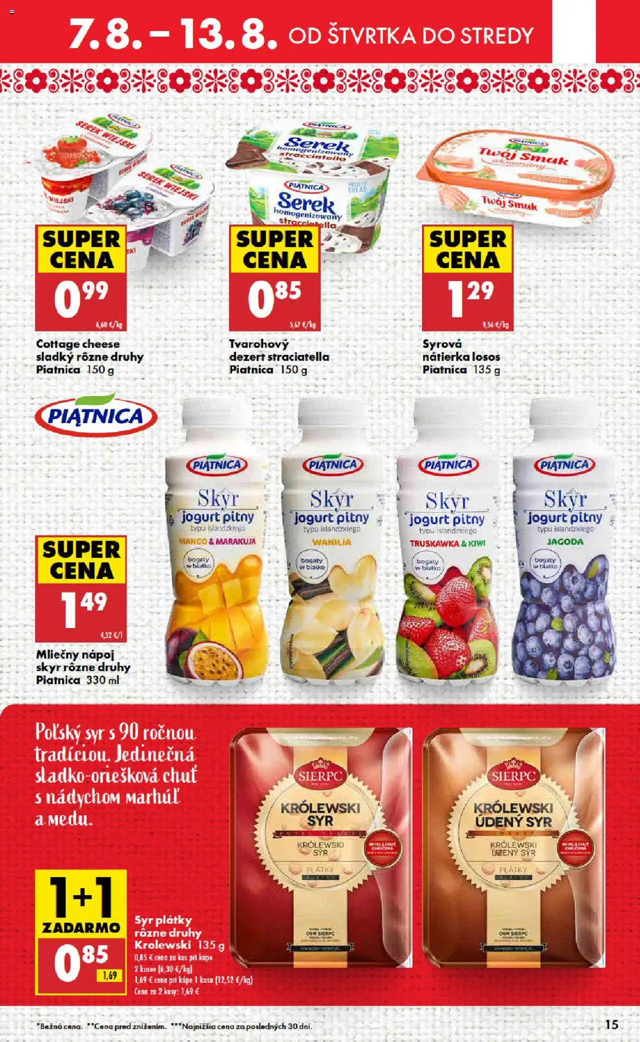 Biedronka leták │ platný od 07.08.2025 | Strana: 15 | Produkty: Jogurt, Skyr, Losos, Kiwi