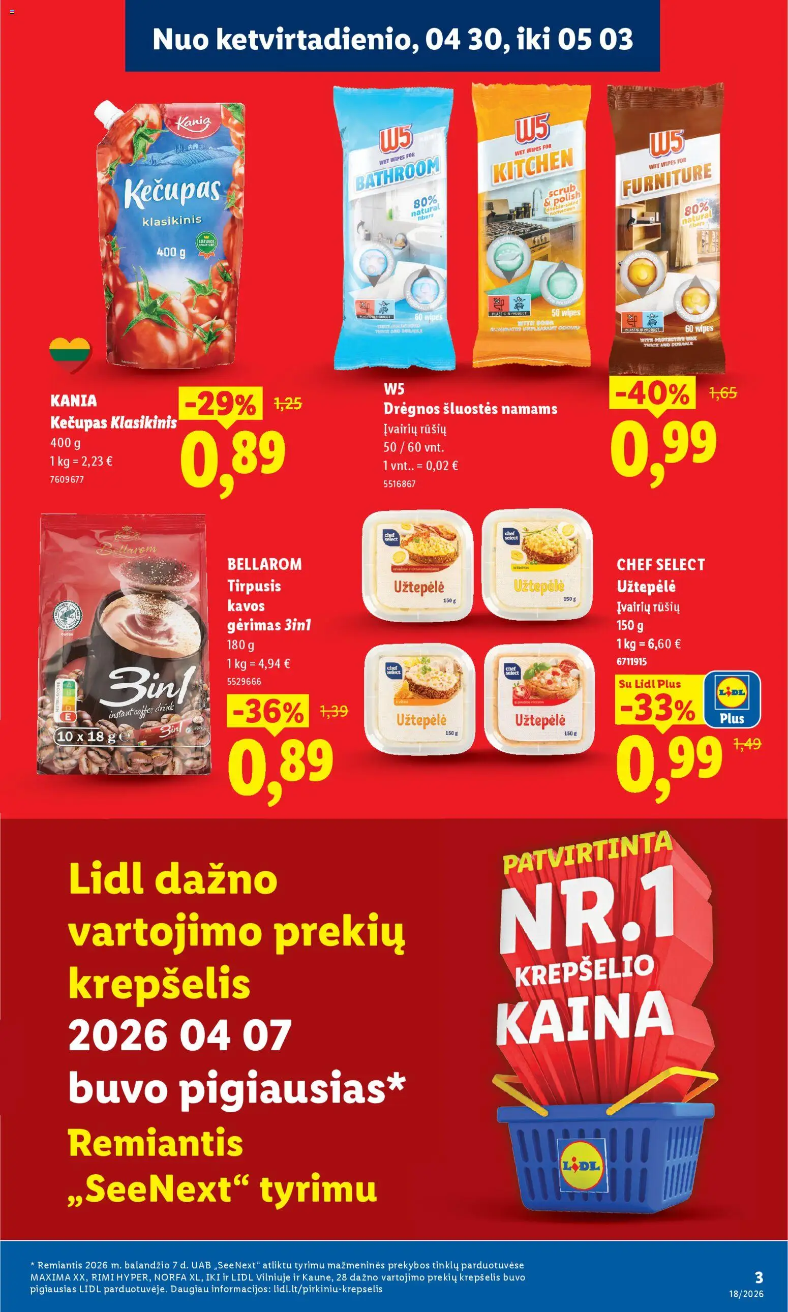 LIDL akcijos nuo 27.04.2026 | Puslapis: 3 | Prekių: Užtepėlė, Krepšelis, Kečupas