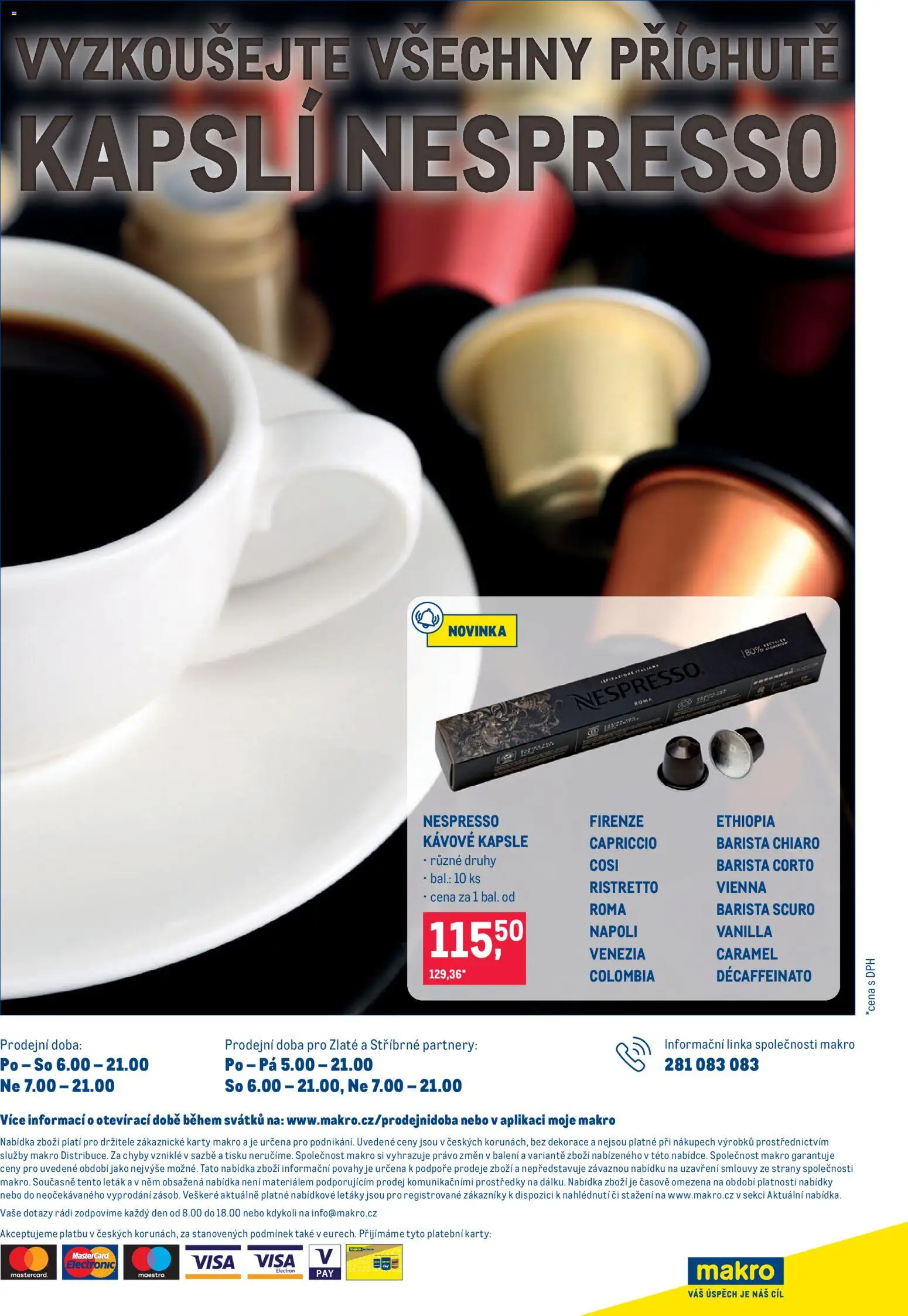 Makro leták - Pro milovníky jídla od 22.10.2025 | Strana: 28 | Produkty: Kapsle, Nespresso, Karty, Dekorace
