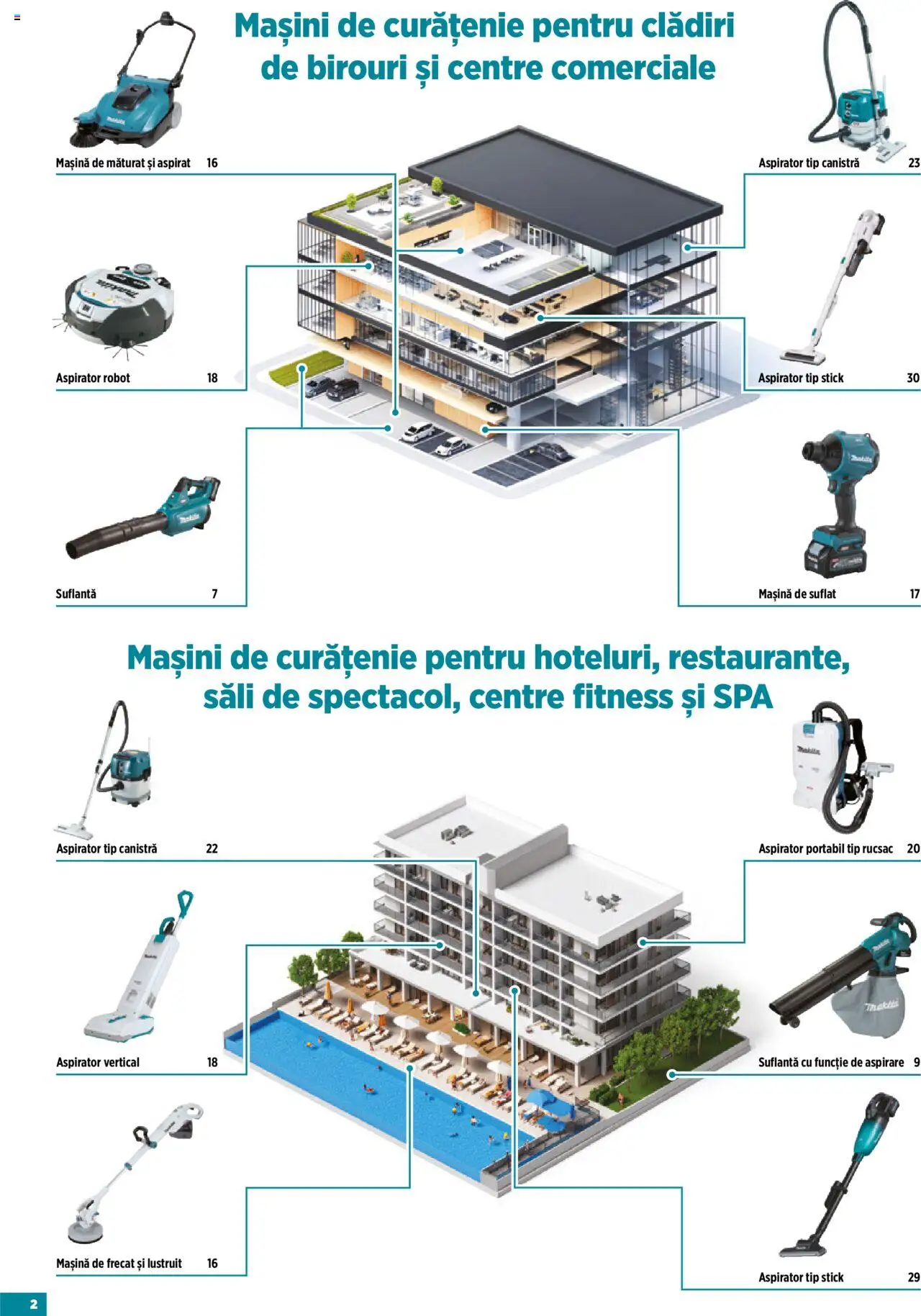 Noul catalog Makita – valabil de la 23.09.2025 | Pagină: 2 | Produse: Aspirator robot, Suflantă, Aspirator, Robot