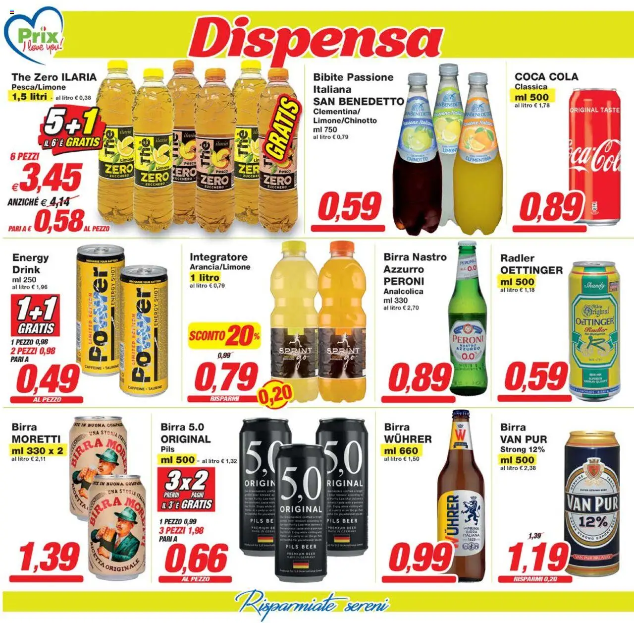 Volantino Prix del 08.08.2025 | Pagina: 12 | Prodotti: Birra, Limone, Bibite, Coca Cola