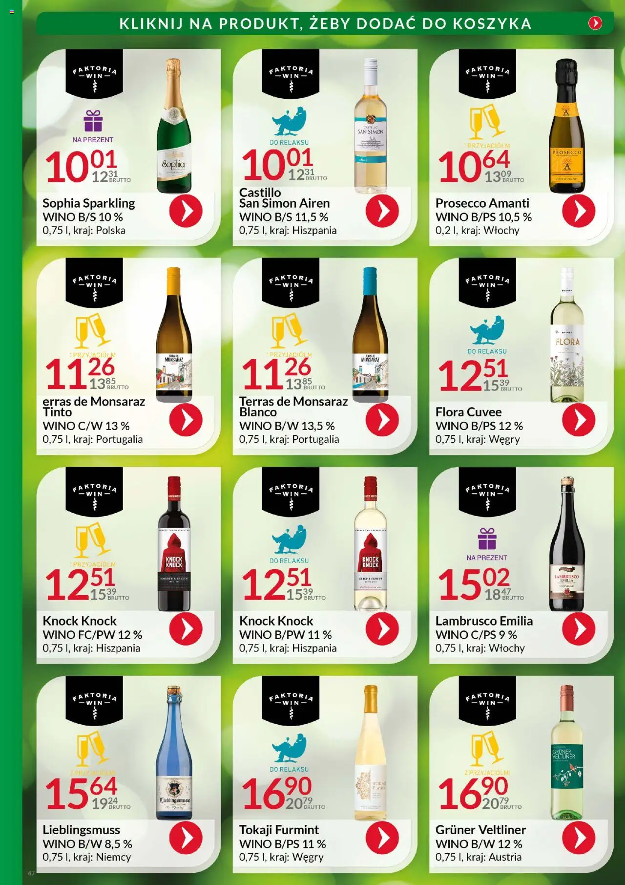 Eurocash Gazetka - Katalog Alkoholowy od 01.08.2025 | Strona: 47 | Produkty: Wino, Prosecco, Lambrusco