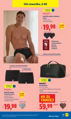 Pogląd oferty "esmara MEN Bokserki męskie z bawełną, 2 pary, rozmiary: M-XXL, 2 zestawy do wyboru" - ważna od 02.02.2026 | Strona: 35 | Produkty: Bokserki, Bokserki męskie