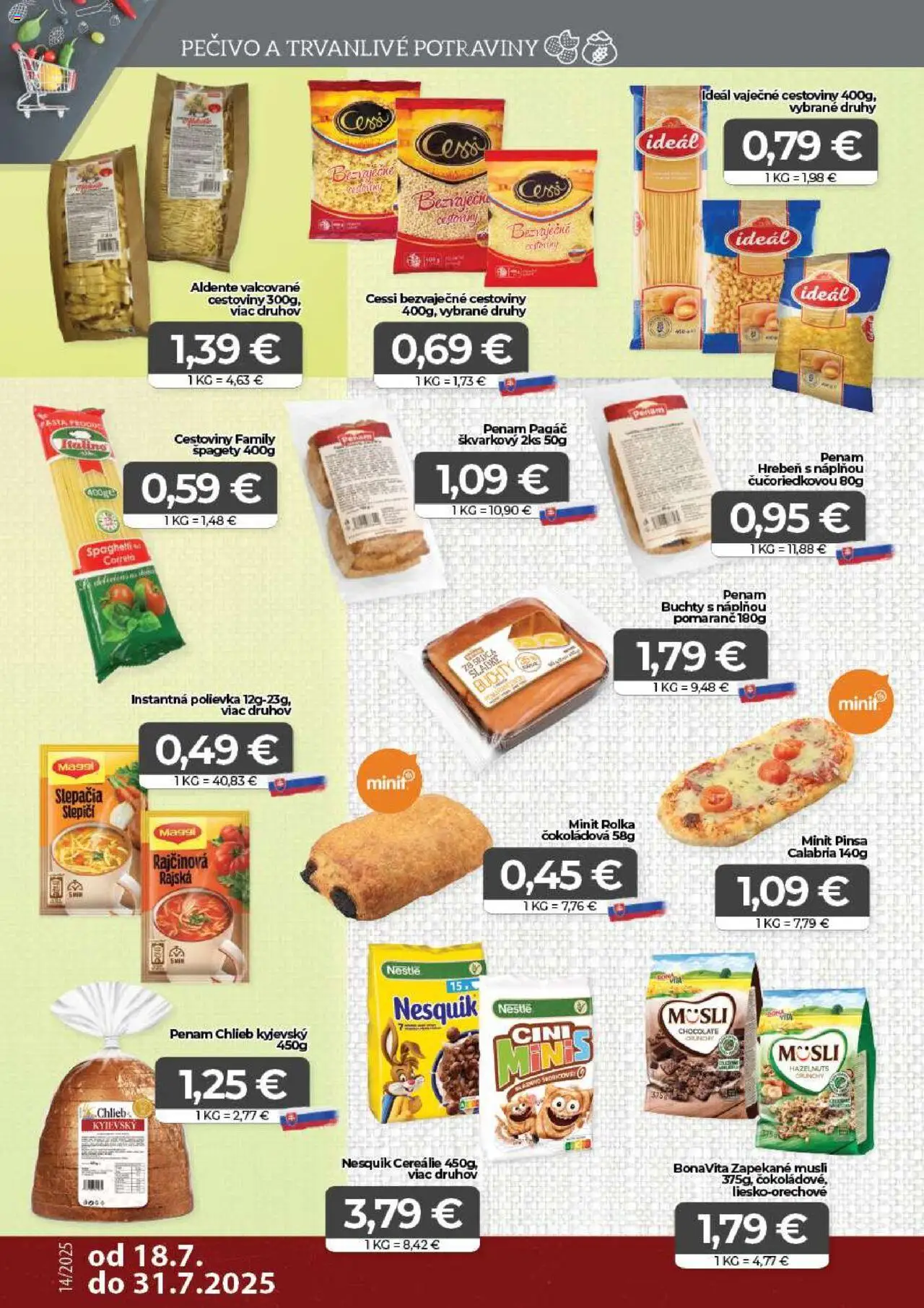 CBA Komfos leták │ platný od 18.07.2025 | Strana: 8 | Produkty: Chlieb, Hrebeň, Nesquik, Špagety