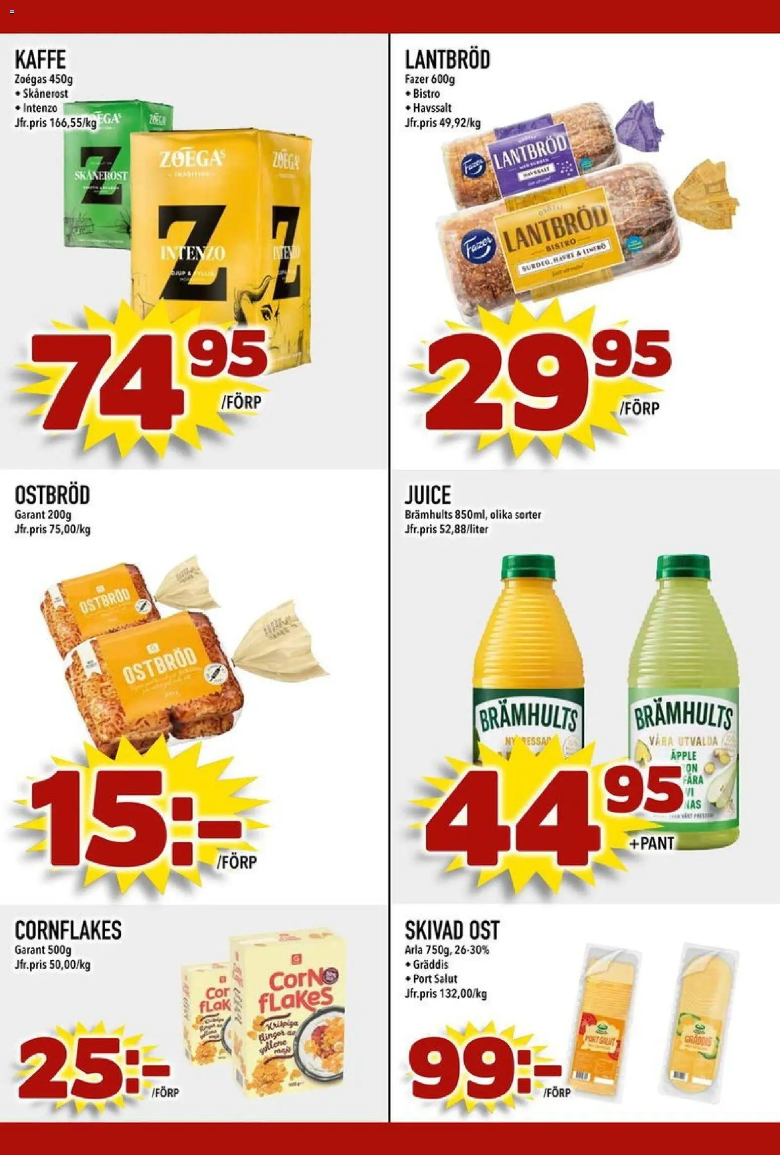 Din Mat reklamblad aktuell från 19.01.2026 | Sida: 4 | Produkter: Cornflakes, Ost, Lantbröd, Äpple