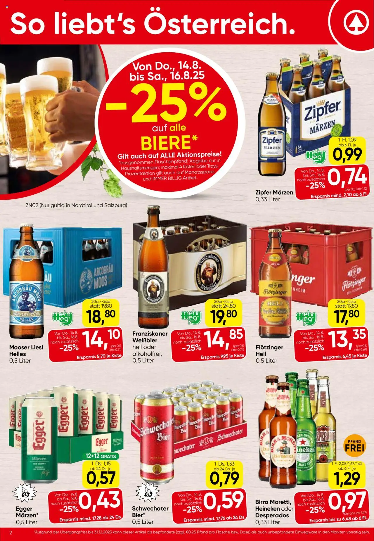 Spar Flugblatt - Salzburg gültig ab 14.08.2025 | Seite: 2 | Produkte: Bier