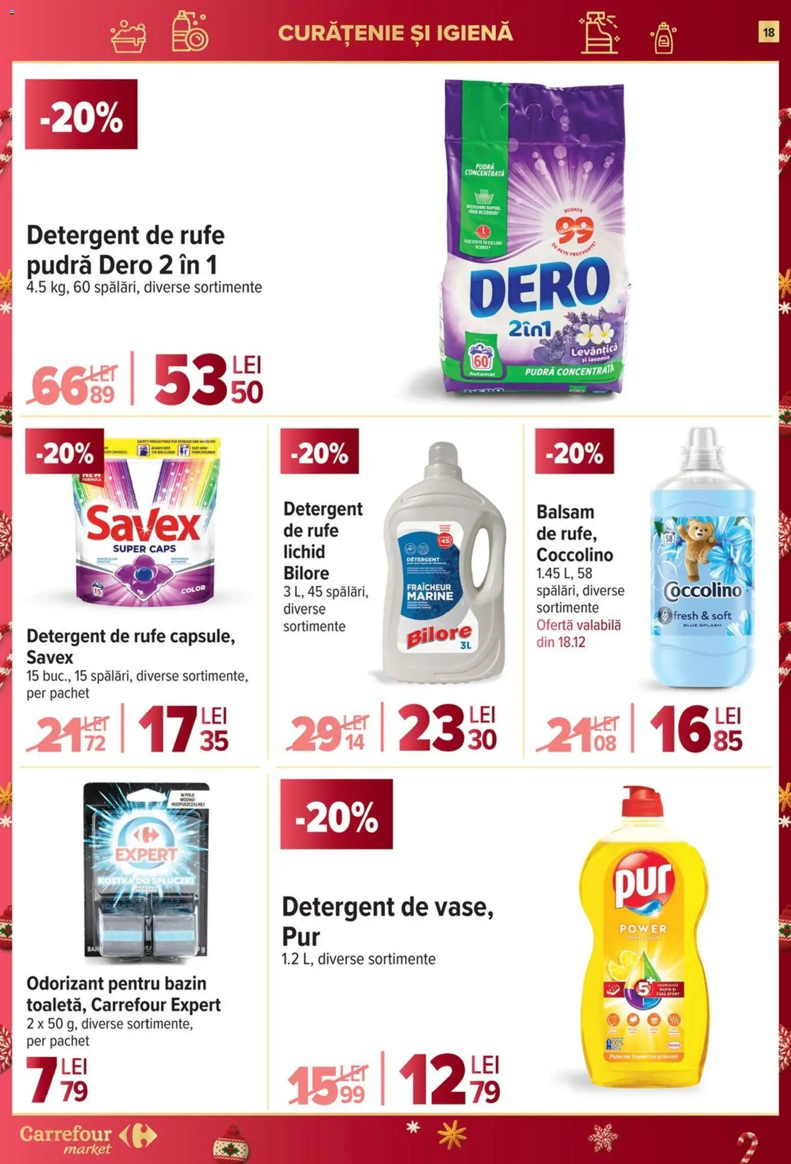 Noul catalog Carrefour – valabil de la 17.12.2025 | Pagină: 18 | Produse: Pudră, Balsam, Detergent, Balsam de rufe
