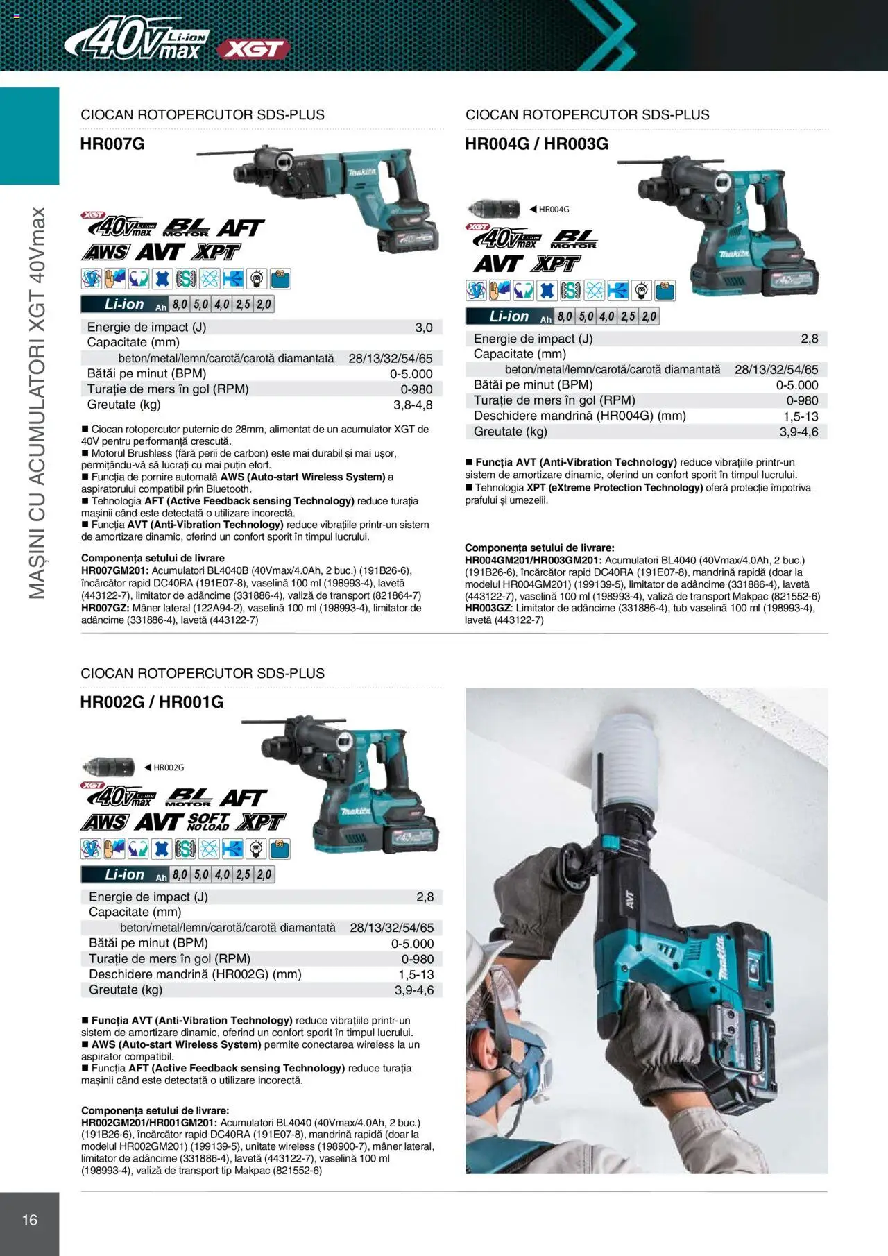 Noul catalog Makita – valabil de la 08.01.2025 | Pagină: 16 | Produse: Încărcător, Ciocan rotopercutor, Aspirator, Mâner