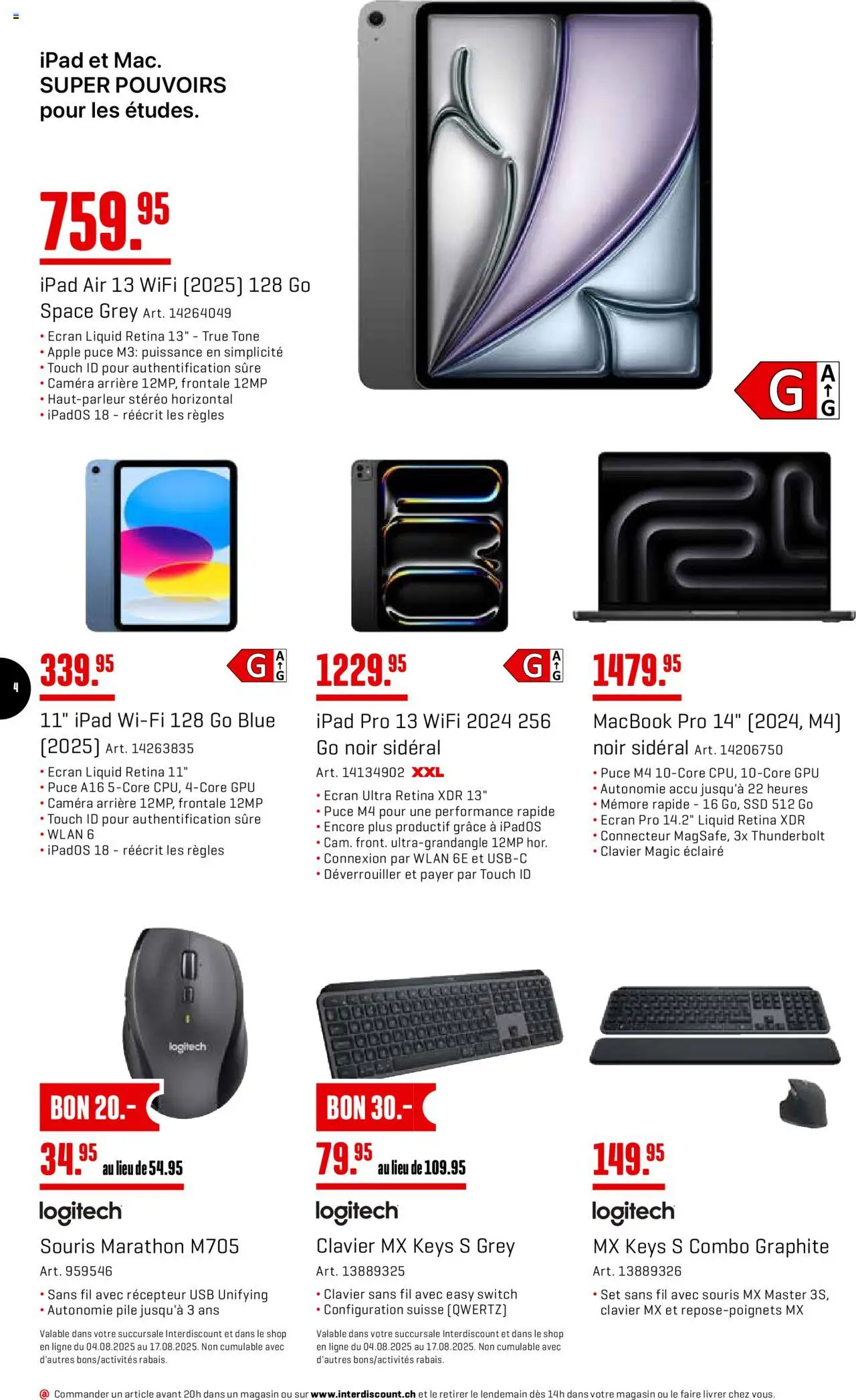 Interdiscount Aktionen FR ab 04.08.2025 | Seite: 4 | Produkte: Apple, Macbook, Ipad, Usb