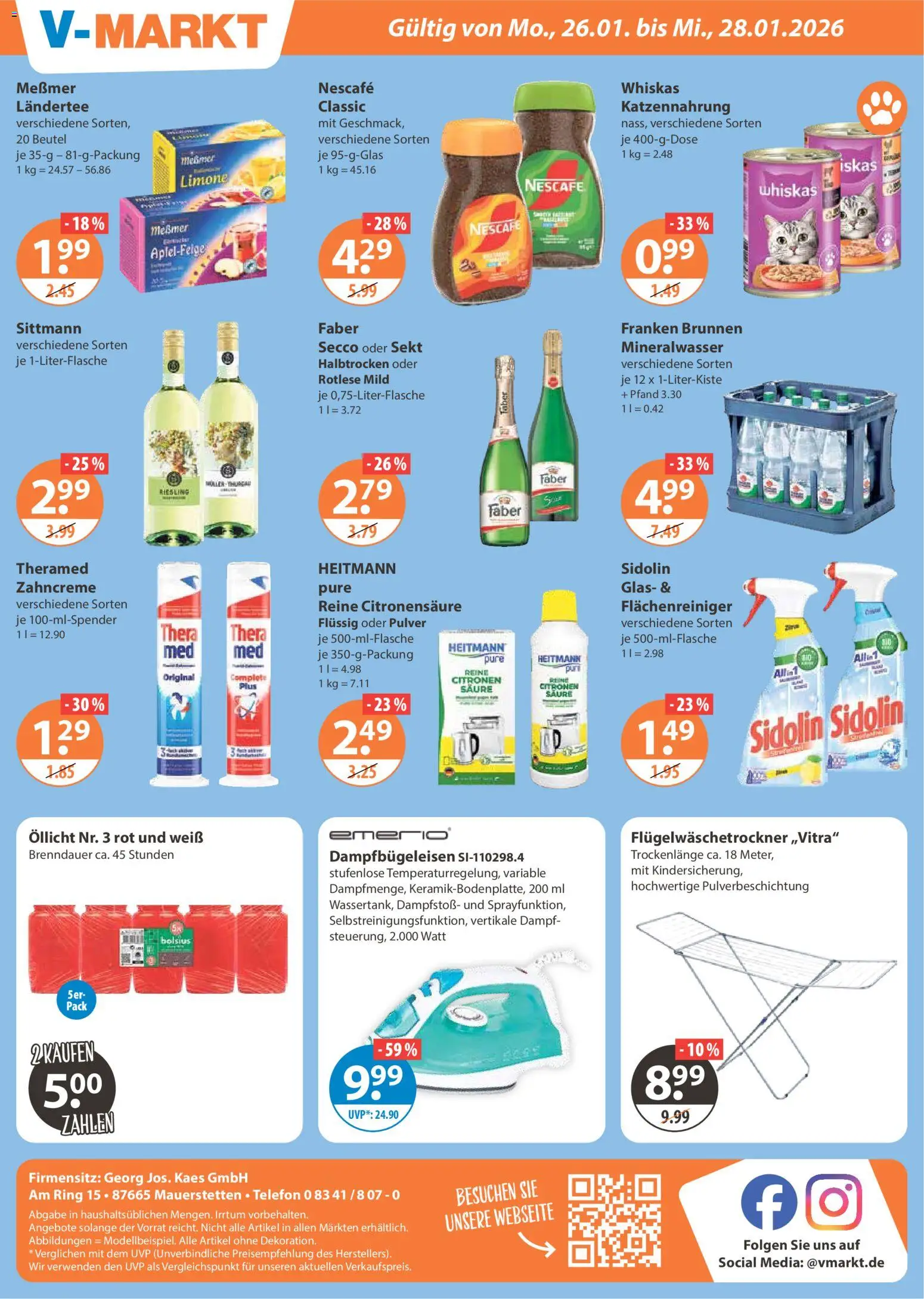 V-Markt - Schwaben / Oberbayern – gültig ab 22.01.2026 | Seite: 20 | Produkte: Sekt, Messmer, Mineralwasser, Whiskas