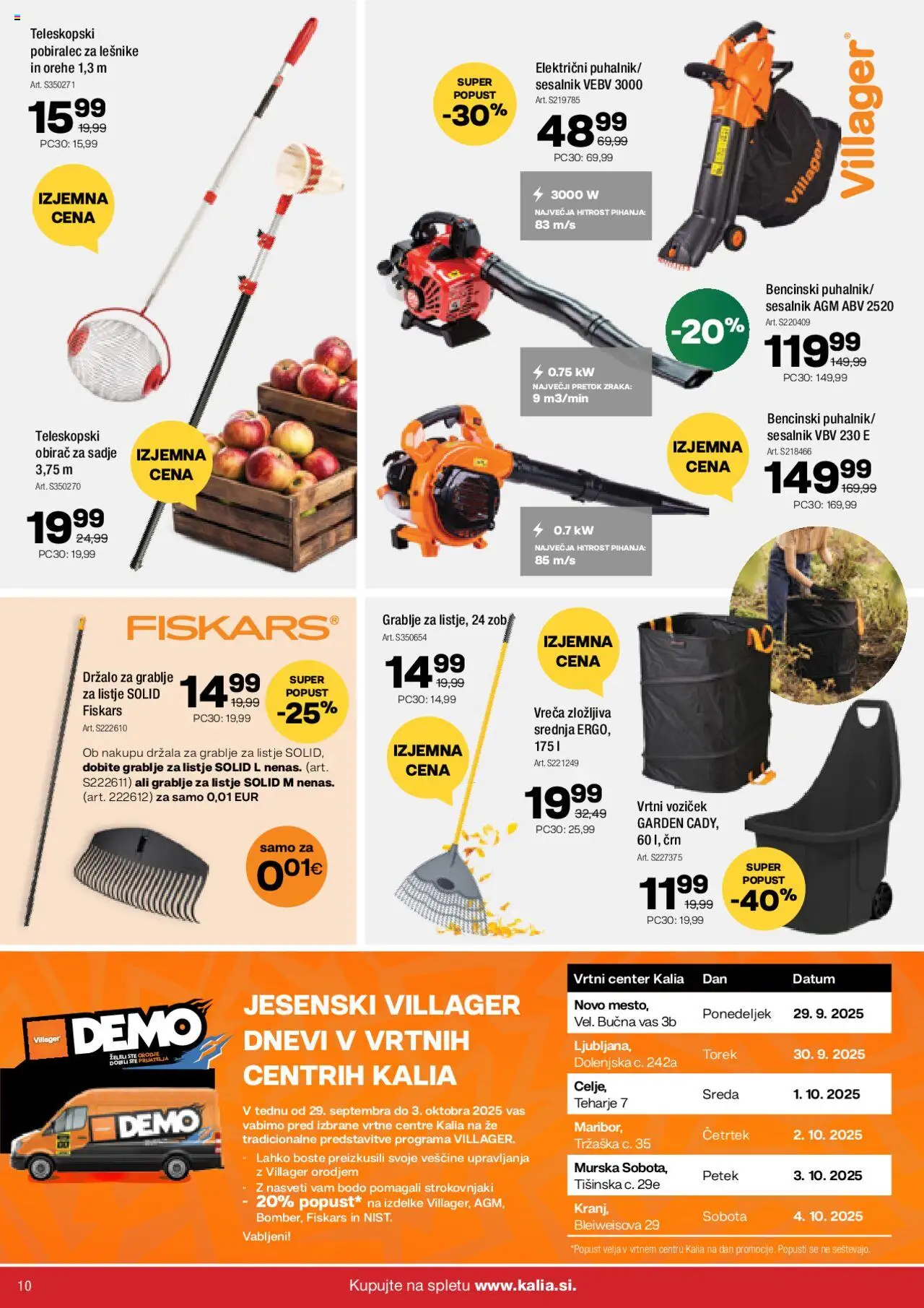 Novi Kalia katalog ponudbe – veljaven od 22.09.2025 | Stran: 10 | Izdelki: Sesalnik, Voziček, Sadje