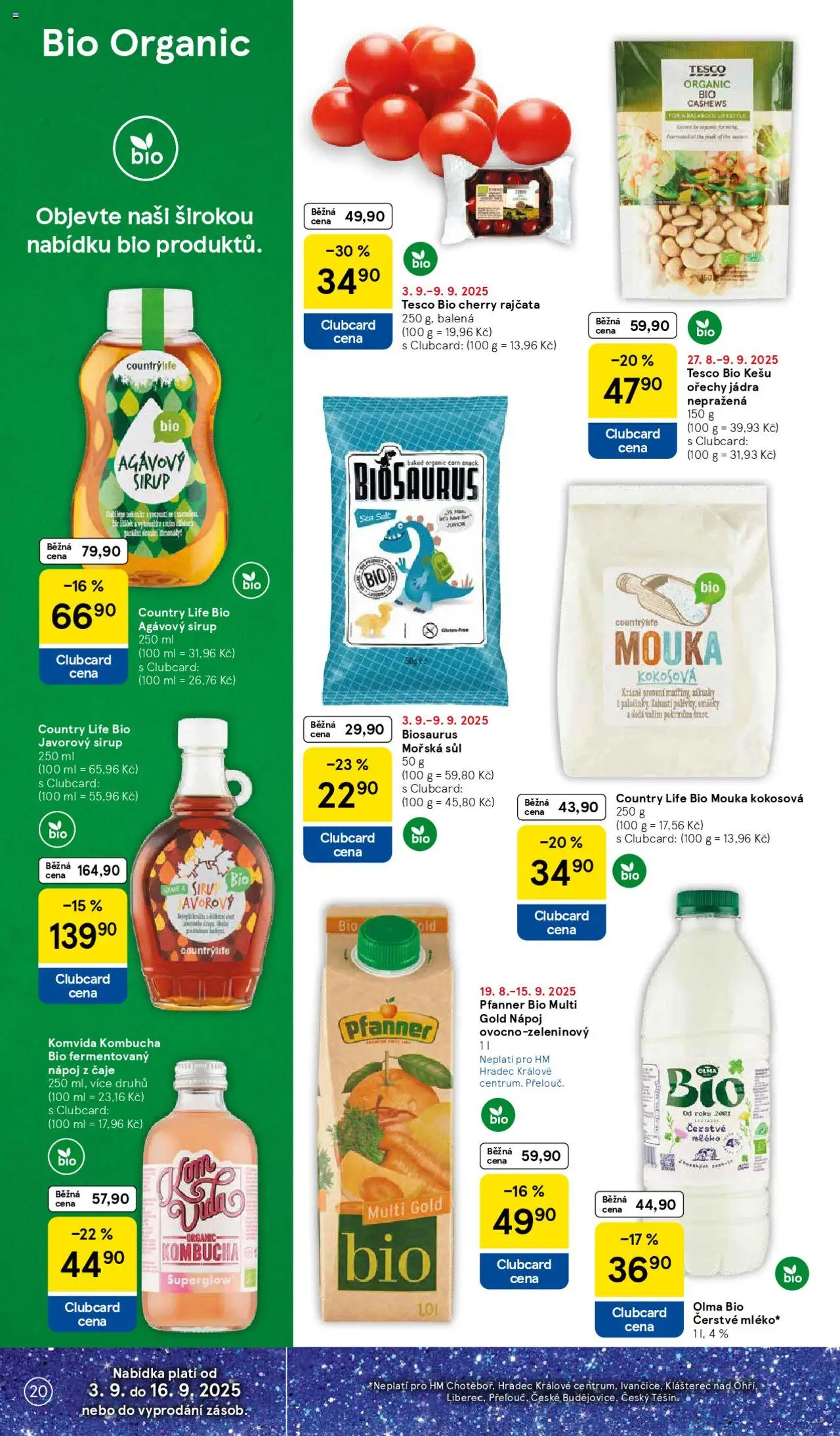 Tesco leták - Hypermarket od 03.09.2025 | Strana: 20 | Produkty: Kešu ořechy, Kombucha, Čaje, Mouka