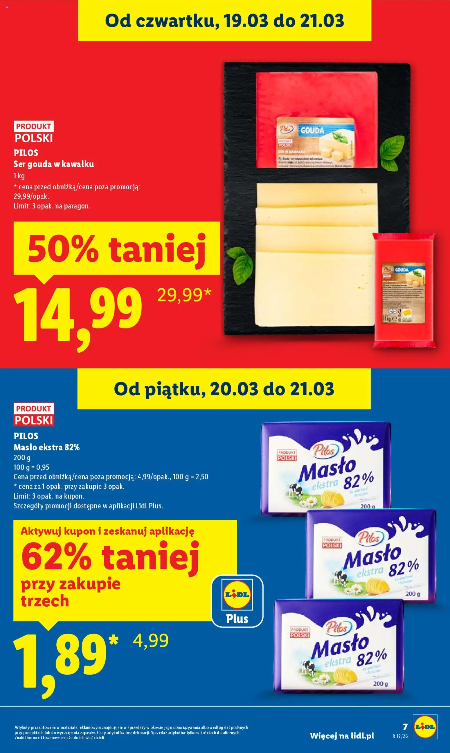 Lidl gazetka od 19.03.2026 | Strona: 7 | Produkty: Masło, Ser, Ser gouda
