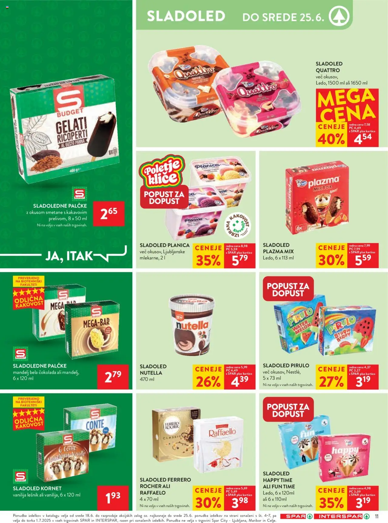 Spar katalog 25/25 │ velja od 18.06.2025 | Stran: 11 | Izdelki: Cokolada, Sladoled