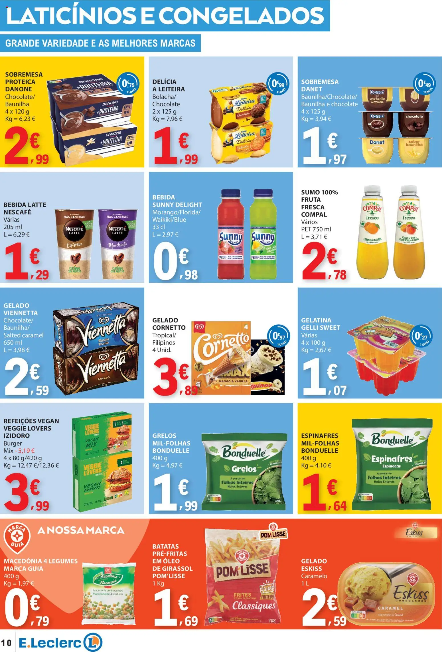 E.Leclerc folheto │ válido de 26.02.2026 | Página: 10 | Produtos: Espinafres, Grelos, Chocolate, Proteina