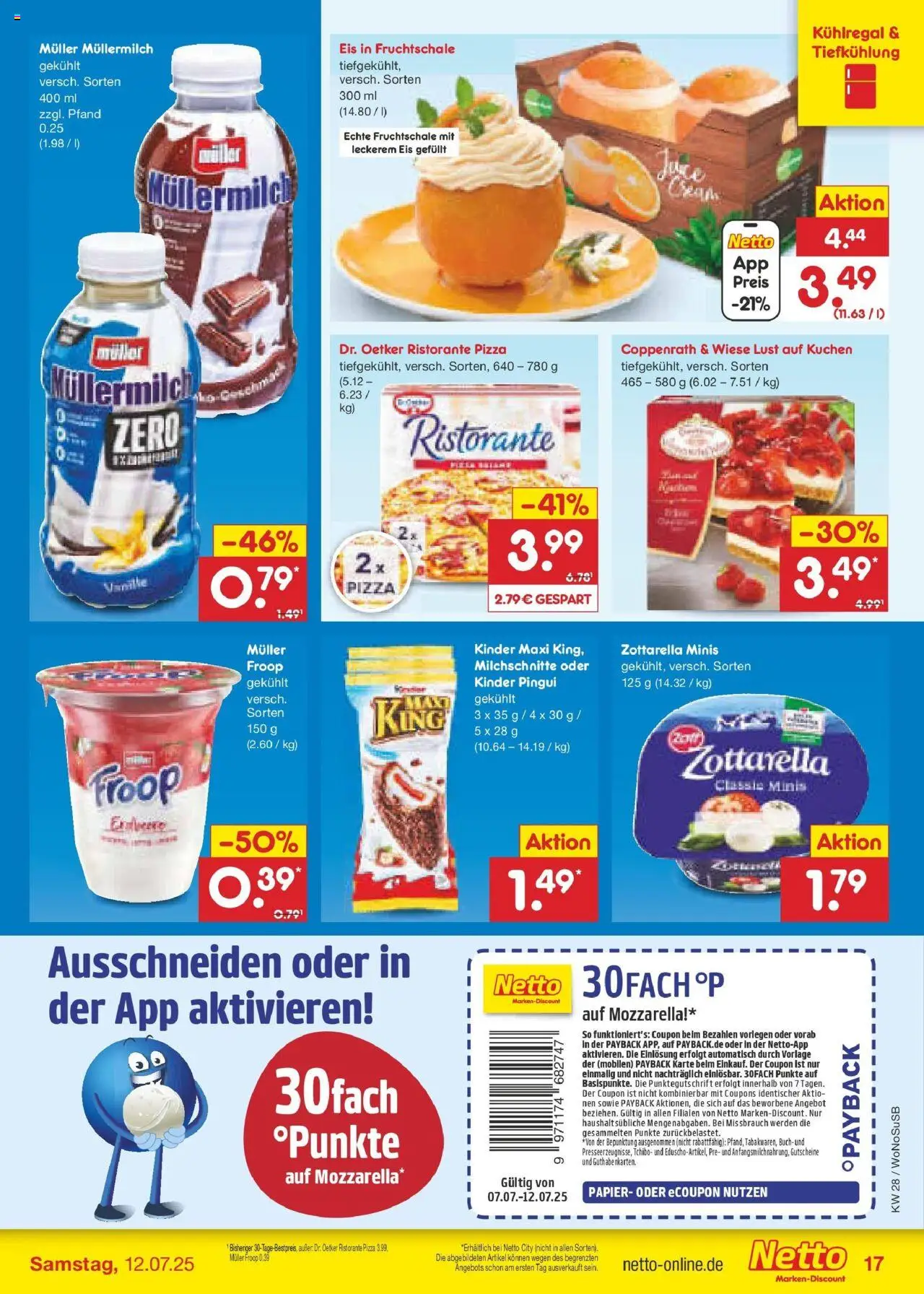 Netto Marken-Discount prospekt Lahnau	 - gültig ab dem 07.07.2025 | Seite: 19 | Produkte: Ristorante, Mozzarella, Müllermilch, Eis