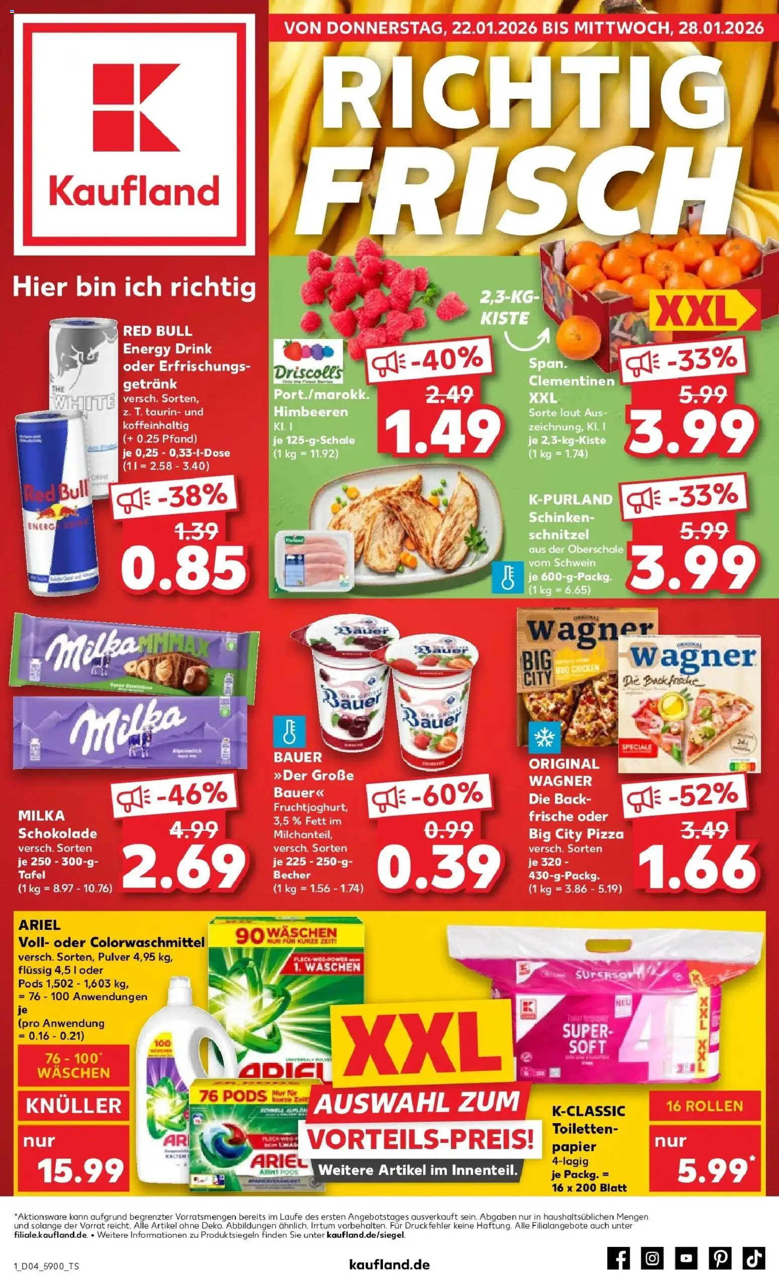 Kaufland prospekt Frankenberg/Sa.	 – gültig ab 22.01.2026 | Seite: 3 | Produkte: Energy, Ariel, Schokolade, Schinken