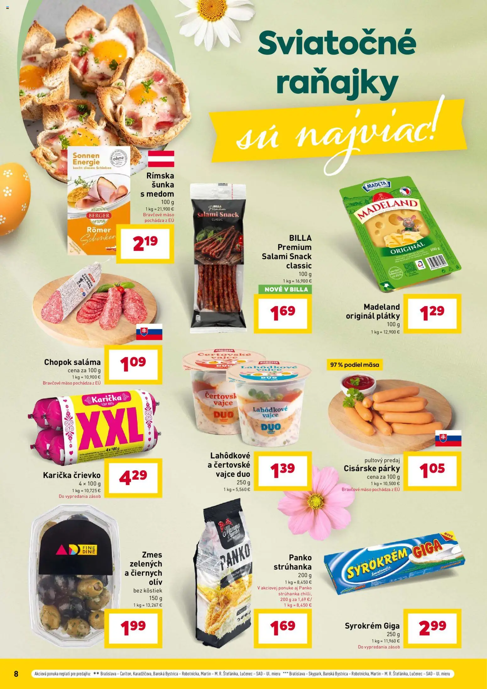 Nové Billa akcie – leták je platný od 11.03.2026 | Strana: 8 | Produkty: Lampa, Saláma, Šunka, Párky