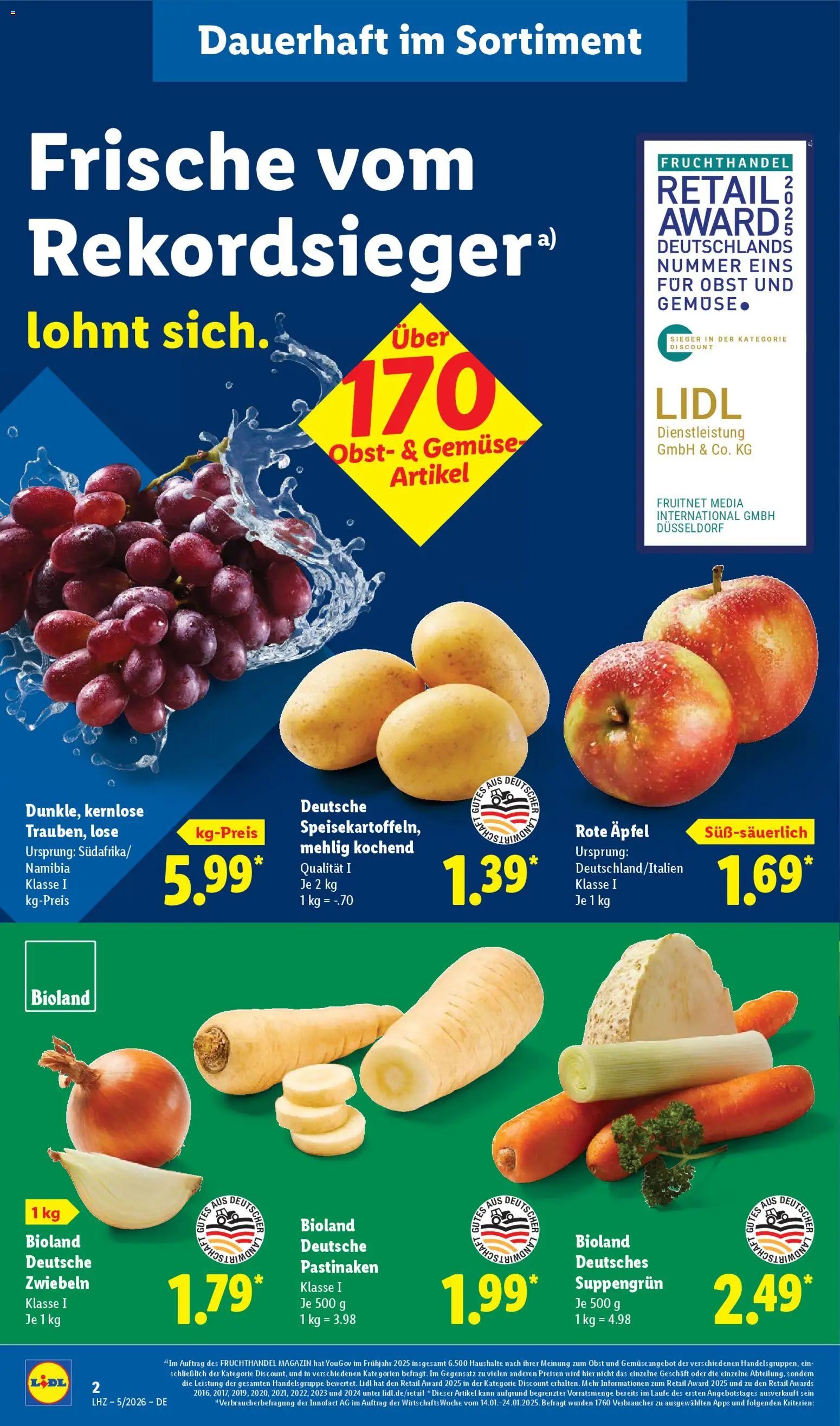 Lidl Prospekt Lüchow – gültig ab 26.01.2026 | Seite: 8 | Produkte: Äpfel, Zwiebeln, Gemüse, Obst