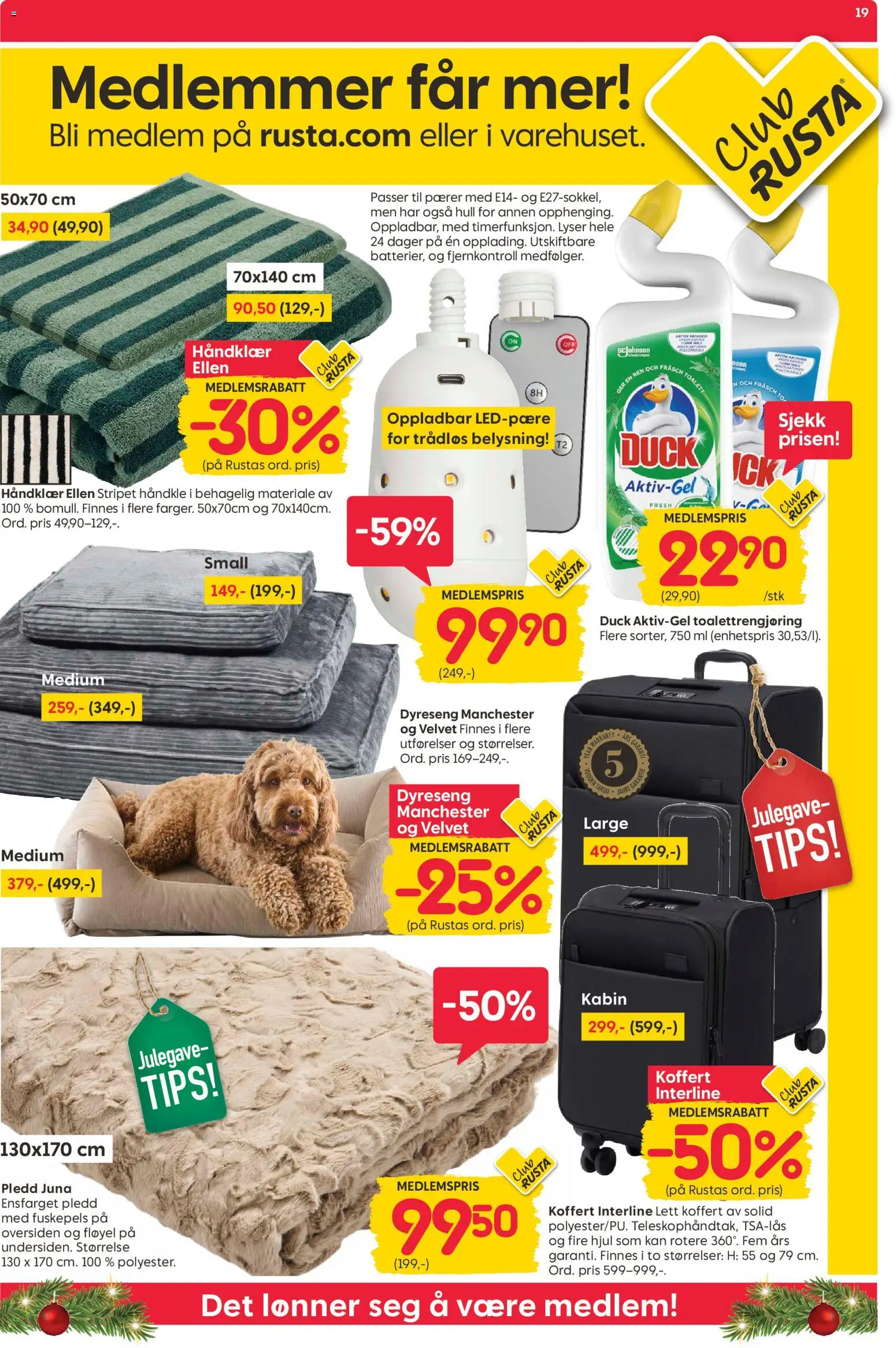 {H1} | Side: 19 | Produkter: Fjernkontroll, Koffert, Pærer, Pledd