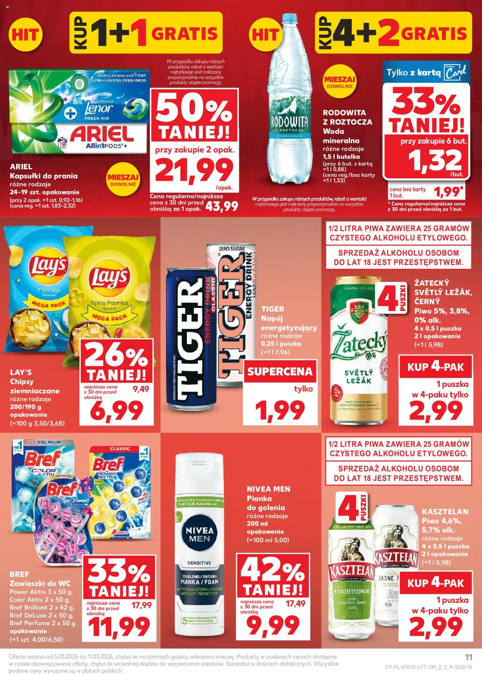 Kaufland Polsko leták od 05.03.2026 | Strana: 11 | Produkty: Lenor, Nivea, Tiger, Lay's