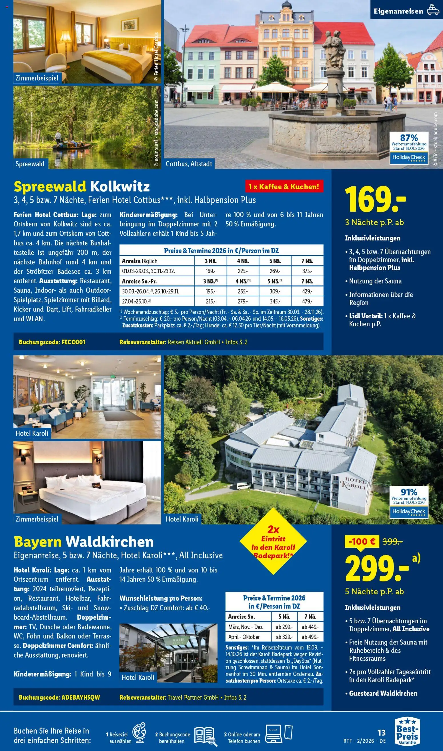 Lidl Reisen Prospekt 	 – gültig ab 14.02.2026 | Seite: 13 | Produkte: Kaffee, Dusche, Ski, Kuchen