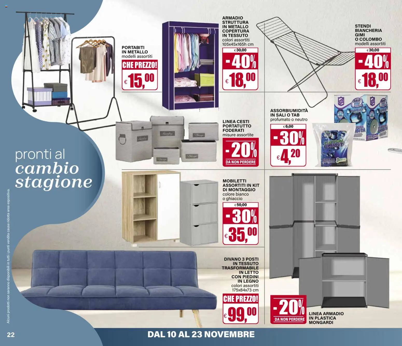 Volantino Il Gigante del 10.11.2025 | Pagina: 22 | Prodotti: Letto, Armadio, Divano