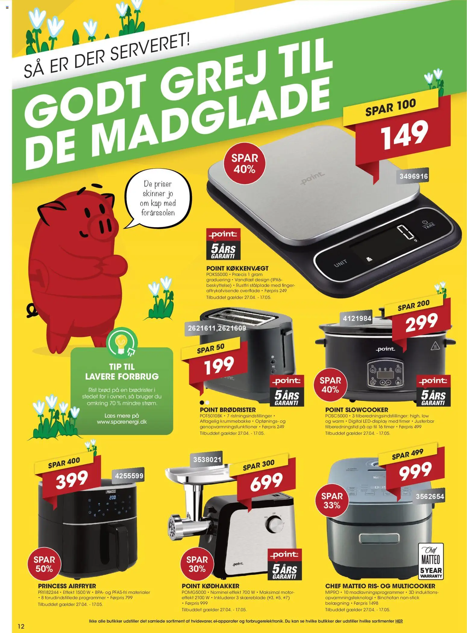 Punkt1 tilbudsavis – gyldig fra 27.04.2026 | Side: 12 | Produkter: Brød, Ris, Brødrister, Køkkenvægt