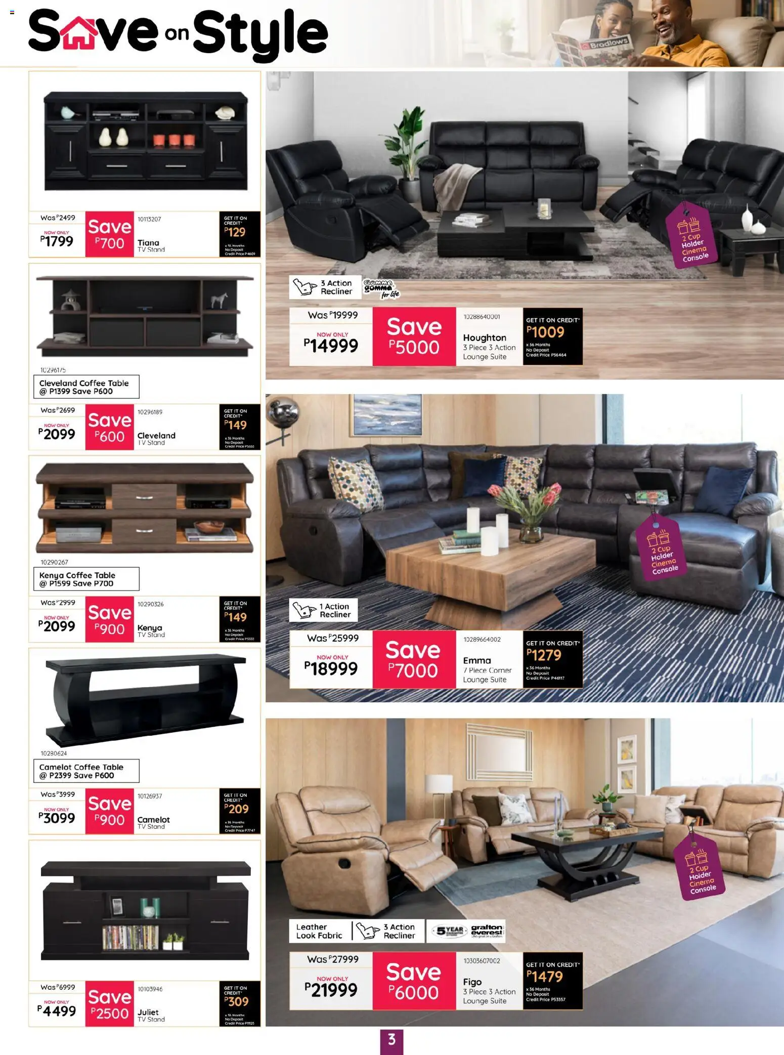 New Bradlows catalogue – valid from 19.03.2026 | Page: 3 | Products: TV, Table, Lounge suite, Coffee
