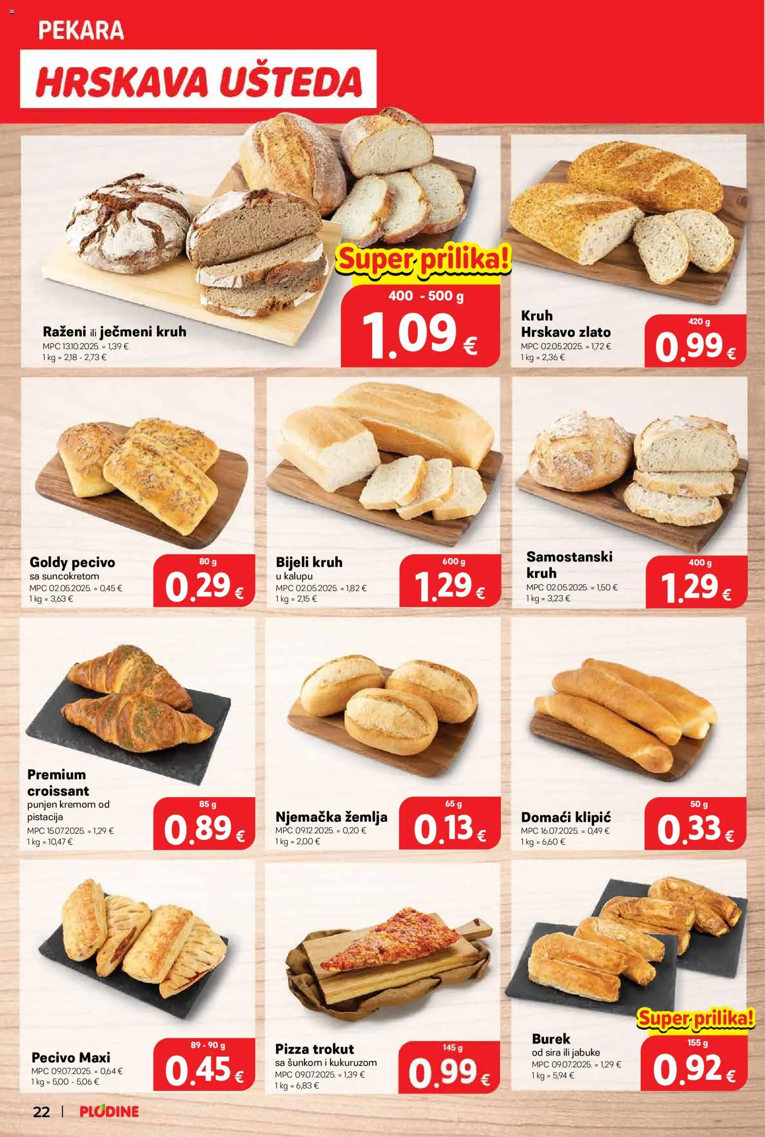 Plodine katalog | vrijedi od 01.04.2026 | Stranica: 30 | Proizvodi: Pekara, Jabuke, Burek, Pecivo