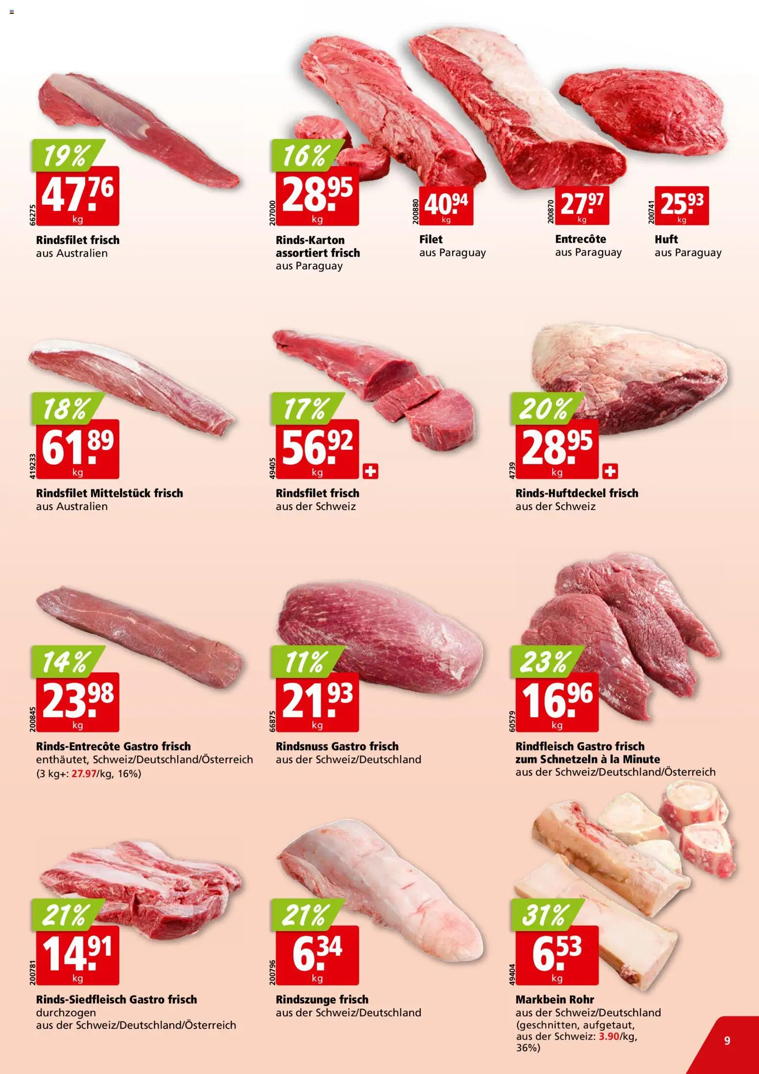 Aligro Aktionen Chavannes, Matran, Genf, Sitten – gültig ab 08.12.2025 | Seite: 9 | Produkte: Rindfleisch