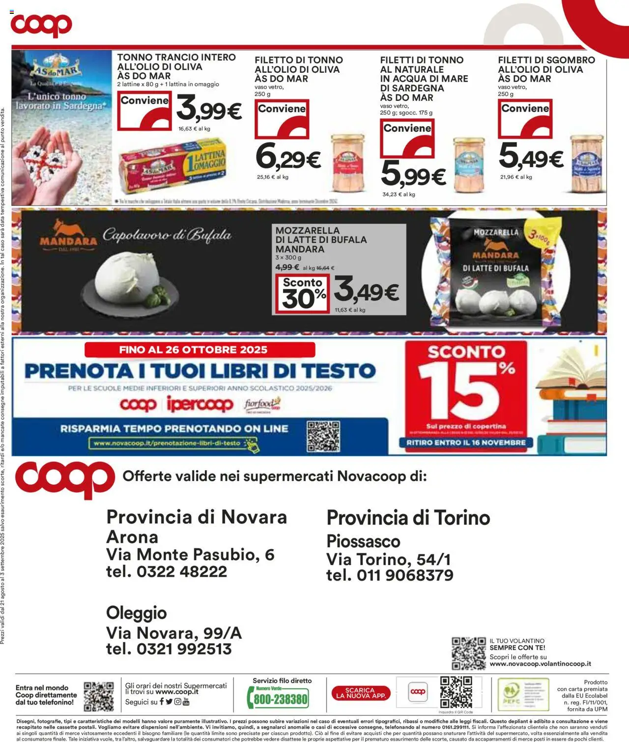Volantino COOP del 21.08.2025 | Pagina: 29 | Prodotti: Acqua, Mozzarella, Latte, Data