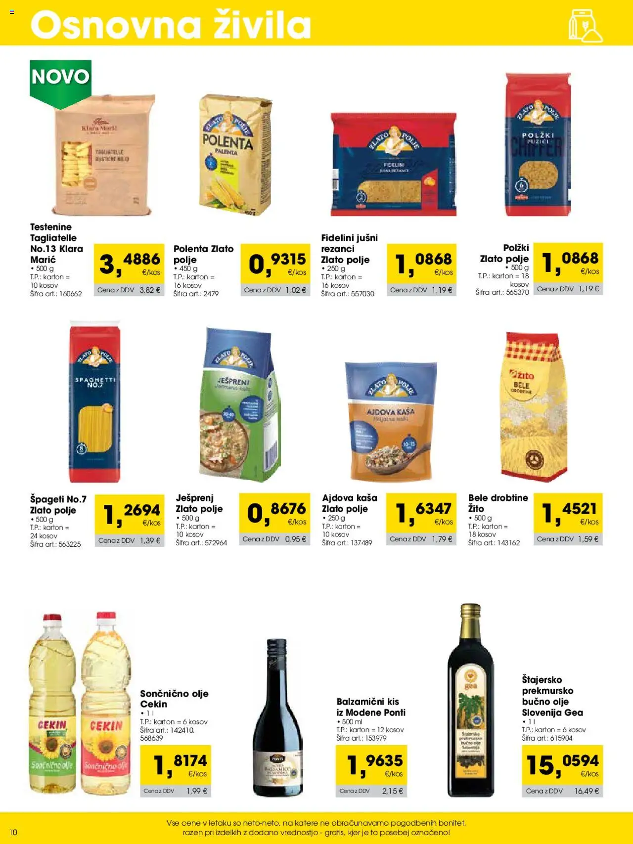 Novi Tuš katalog ponudbe – veljaven od 01.10.2025 | Stran: 10 | Izdelki: Rezanci, Olje, Polenta, Testenine
