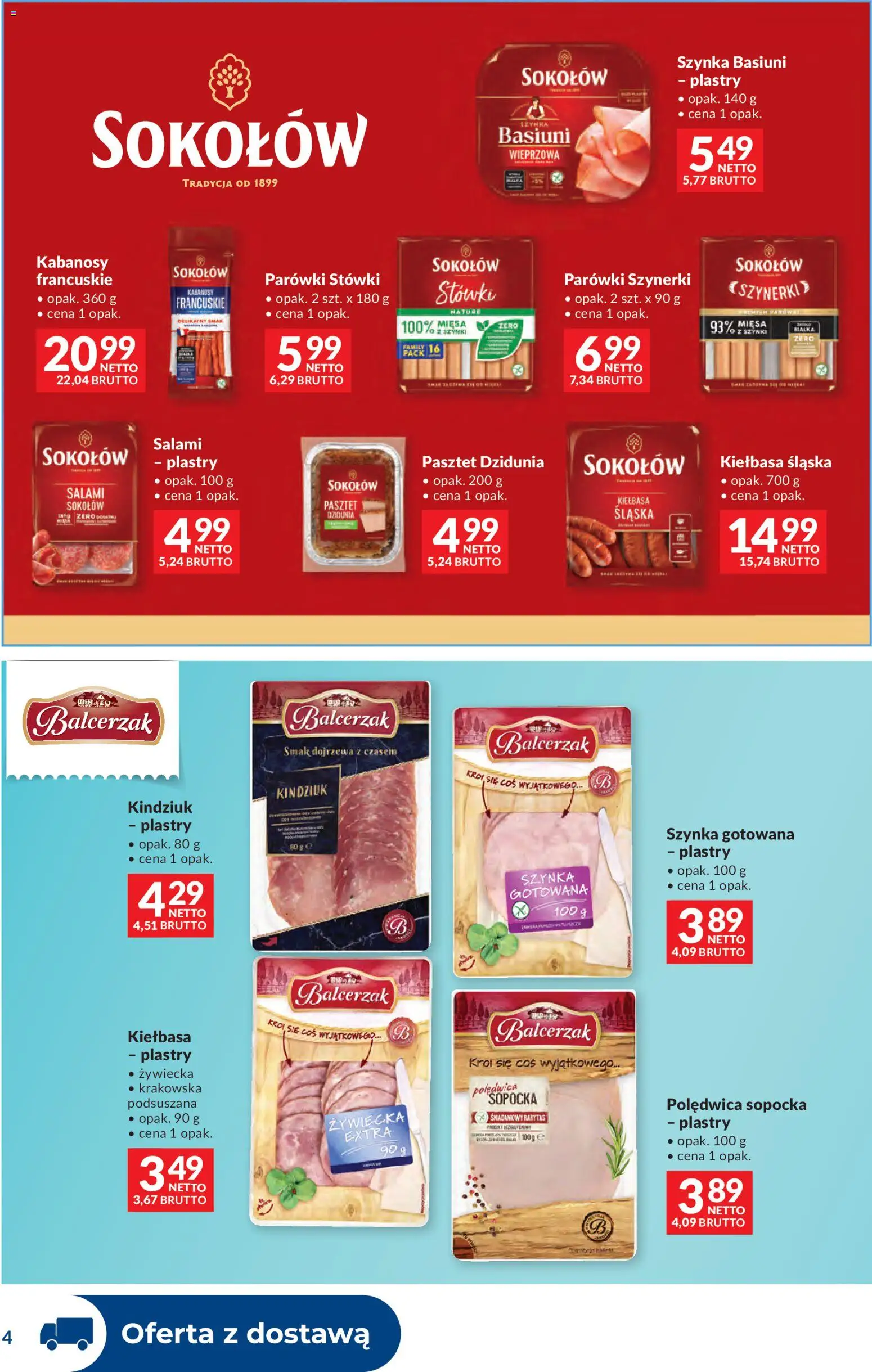 Makro Gazetka - Dystrybucja do sklepów od 07.01.2026 | Strona: 4 | Produkty: Kiełbasa, Kabanosy, Parówki, Kindziuk