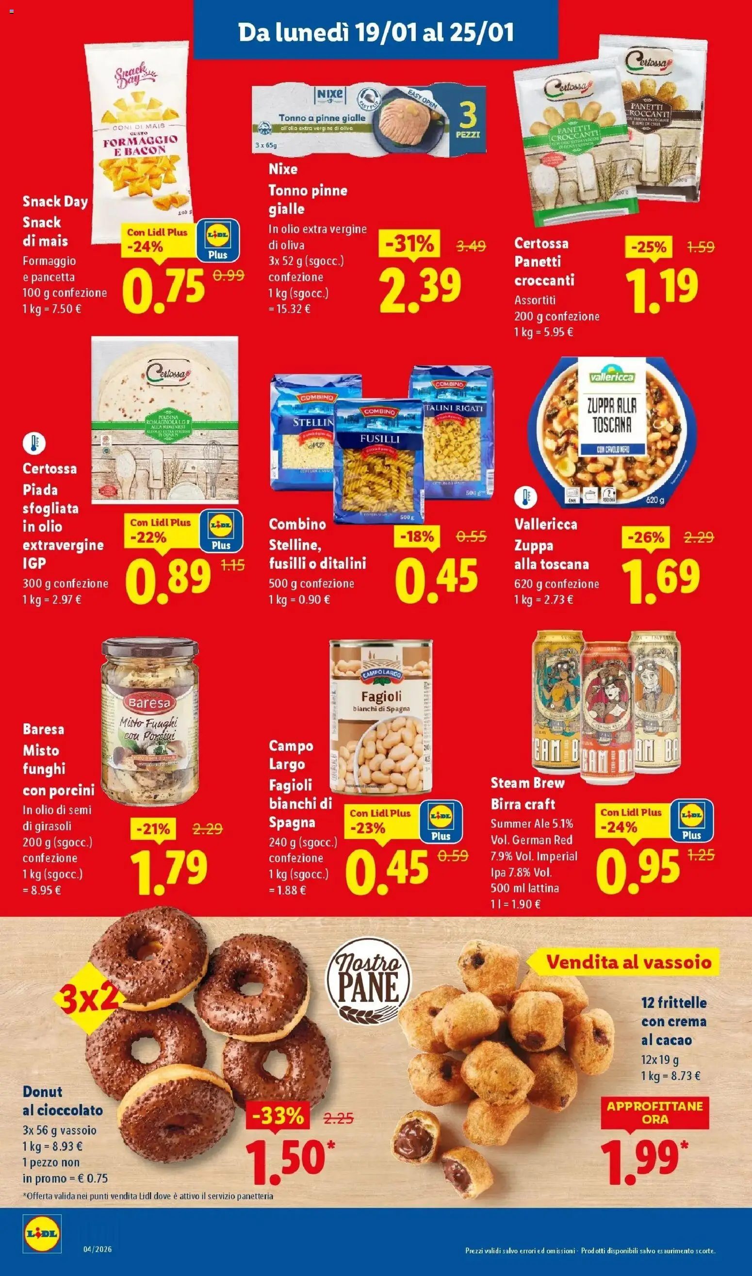 Volantino Lidl del 19.01.2026 | Pagina: 8 | Prodotti: Crema, Pane, Fagioli, Mais